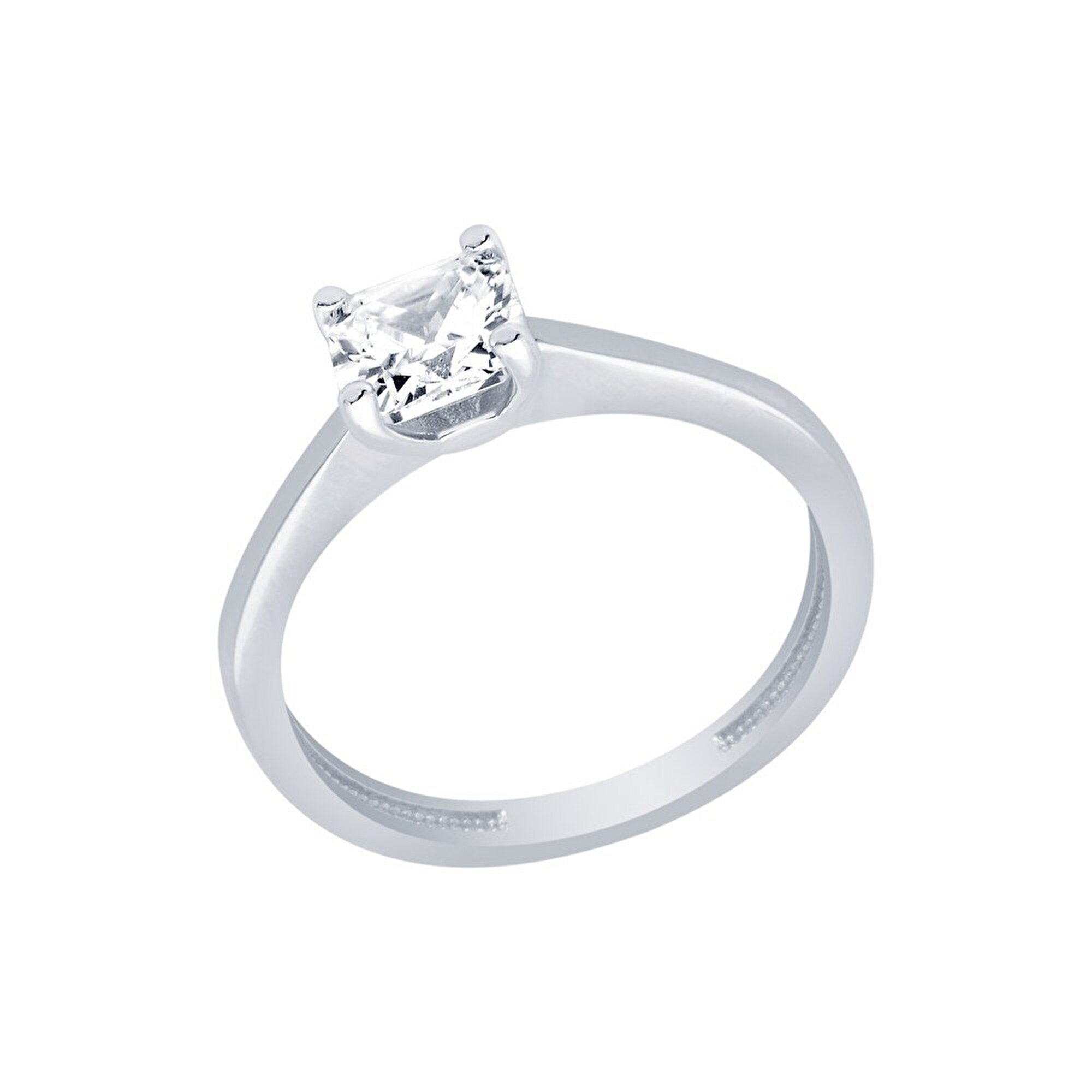 14 Ayar Beyaz Altın Tektaş Yüzük