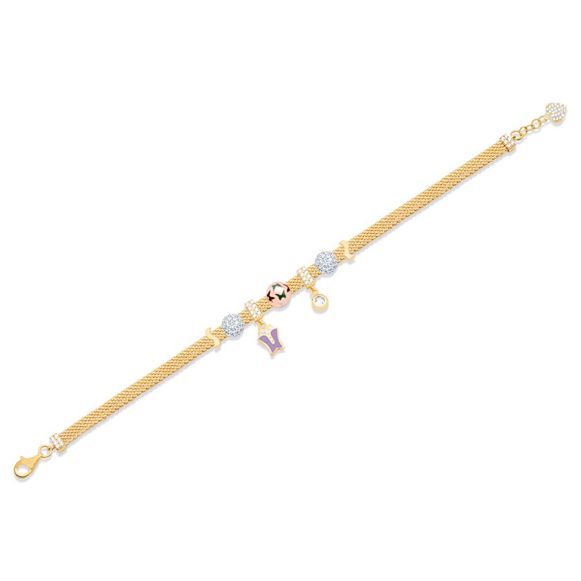 14 Ayar 3 Renkli Altın Charm Bileklik