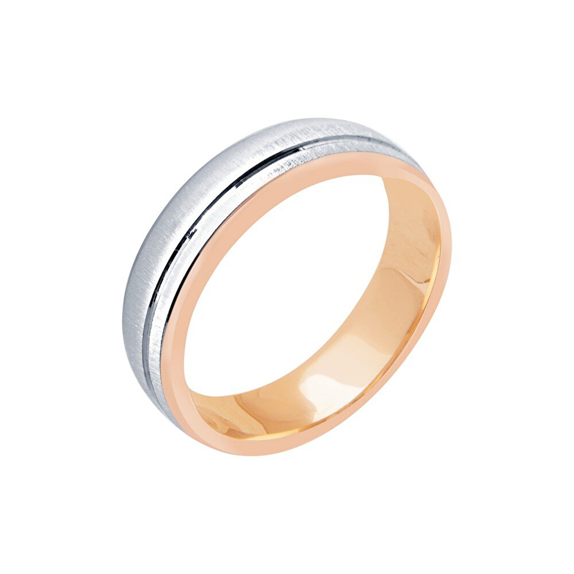 14 Ayar Rose-Beyaz Altın Modern Alyans