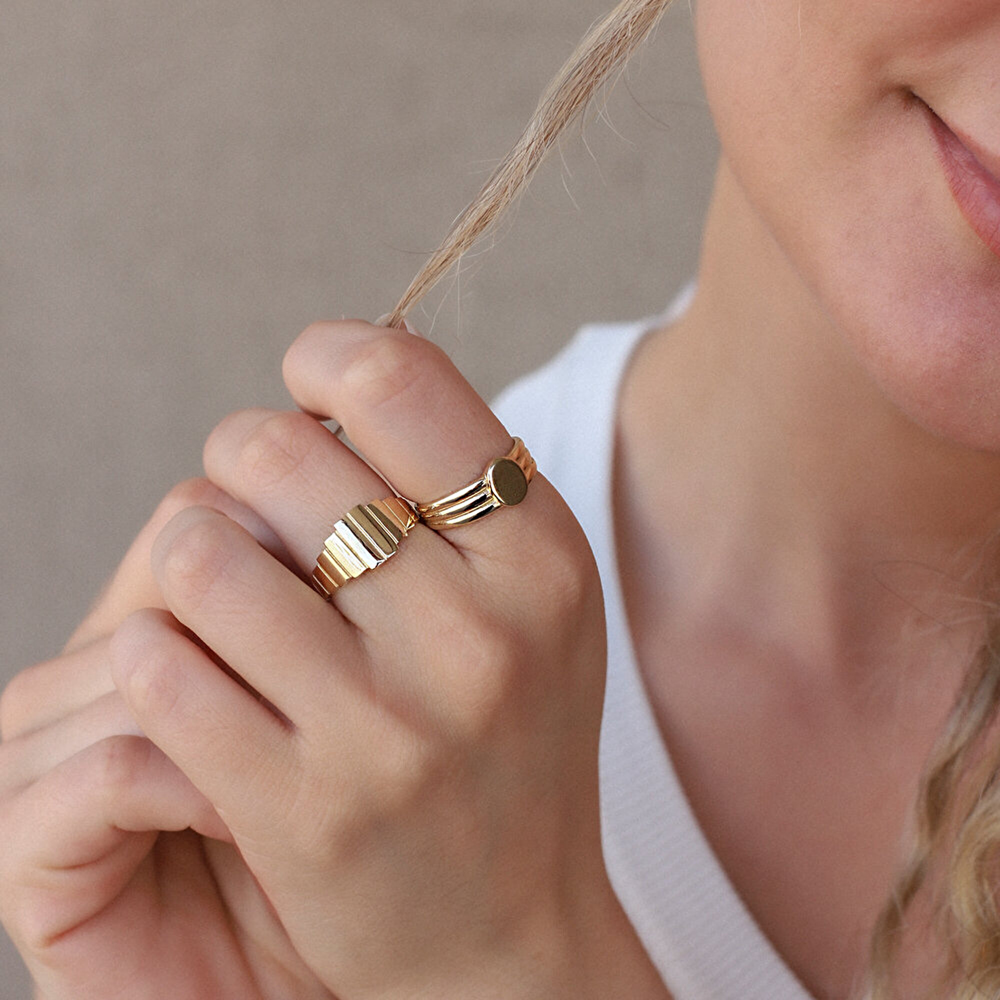 14 Ayar Sarı Altın Kişiye Özel Harf Yüzük