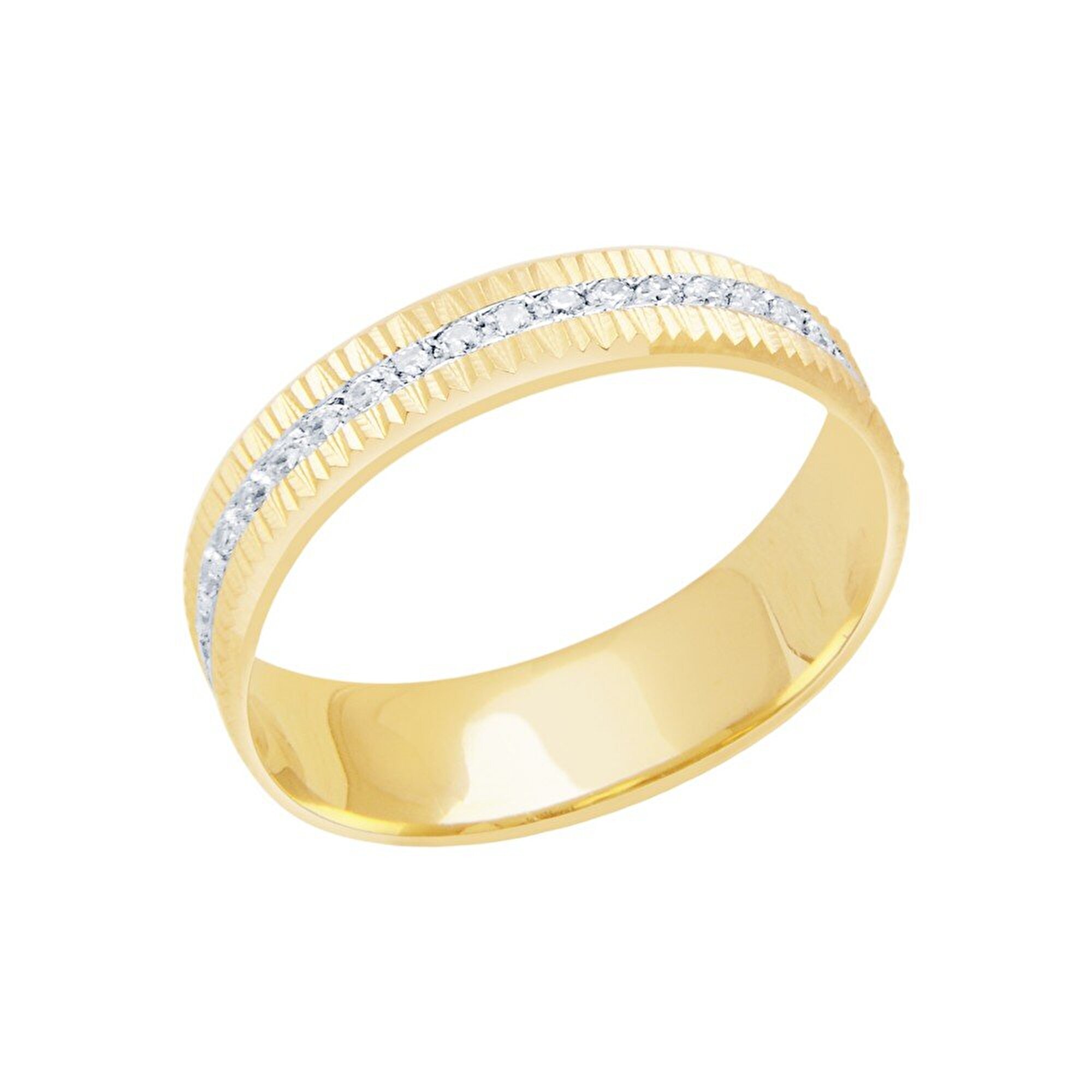 14 Ayar Sarı-Beyaz Altın Modern Alyans