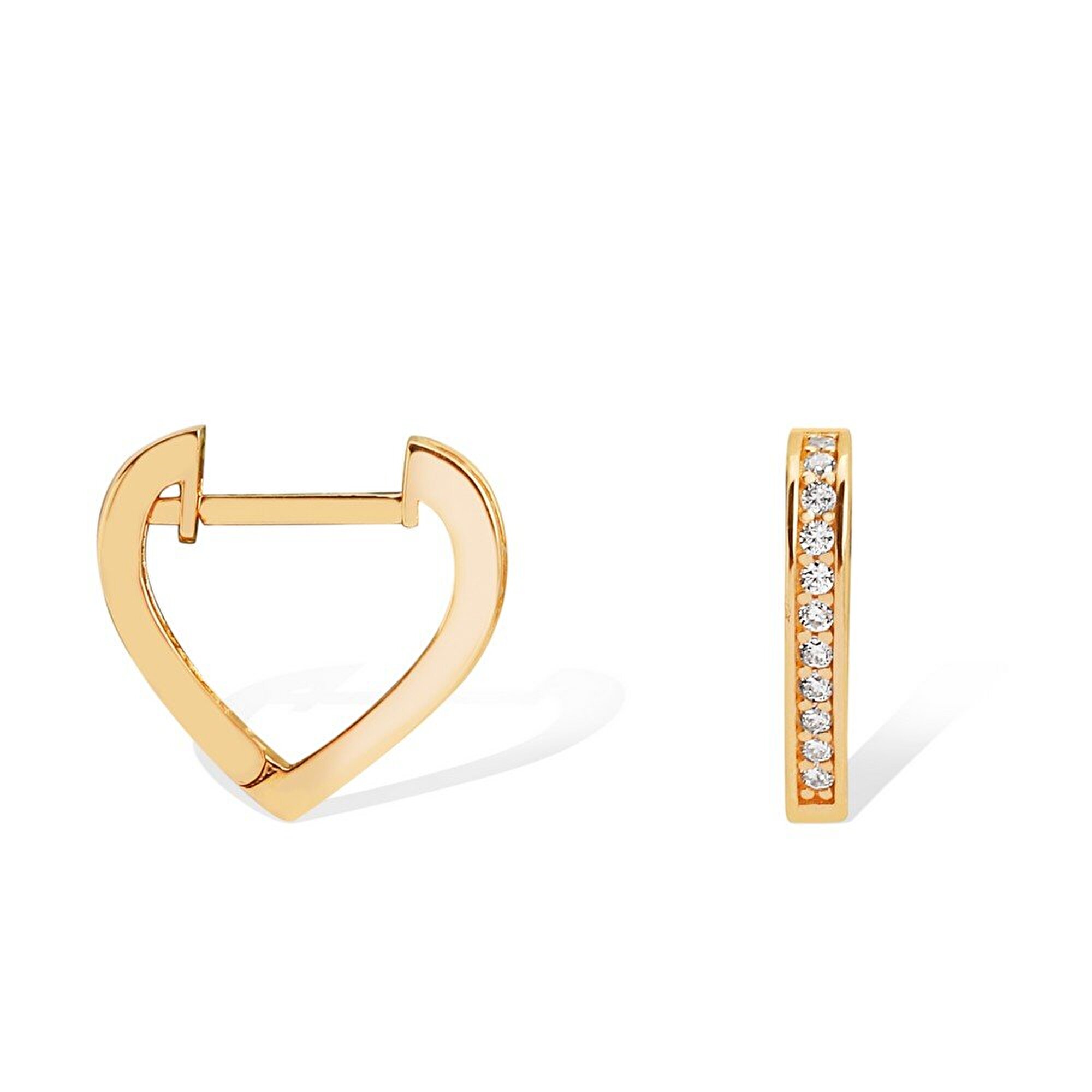 14 Ayar Sarı Altın Kalp Figürlü Küpe