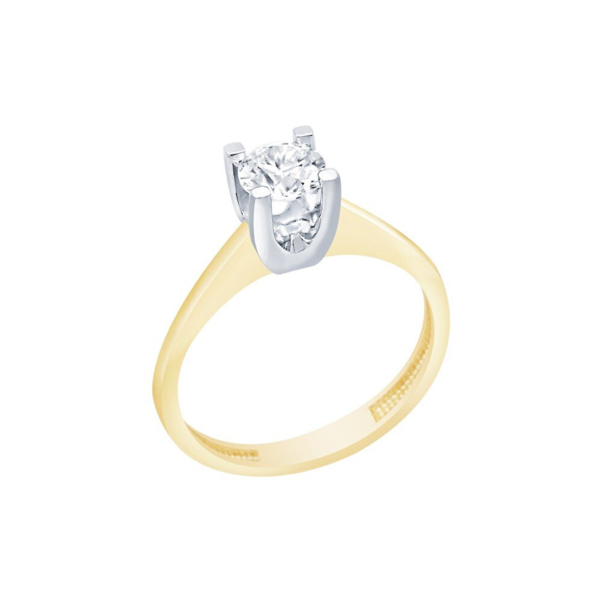 14 Ayar Sarı-Beyaz Altın Tektaş Yüzük