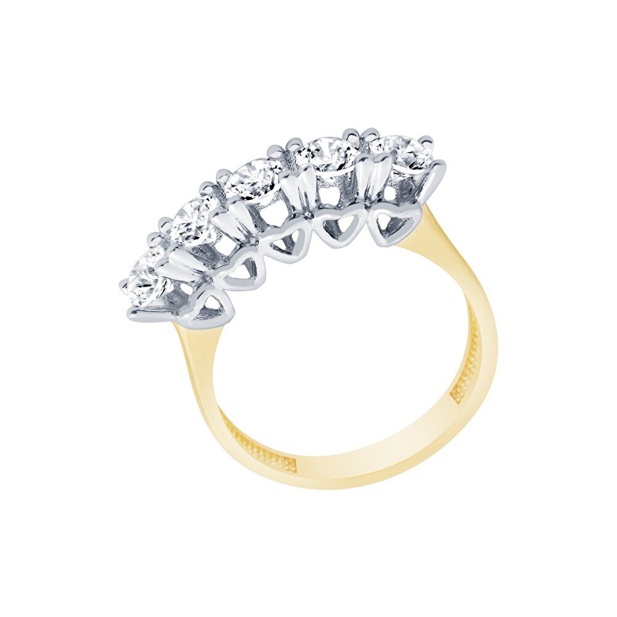 14 Ayar Sarı-Beyaz Altın Beştaş Yüzük