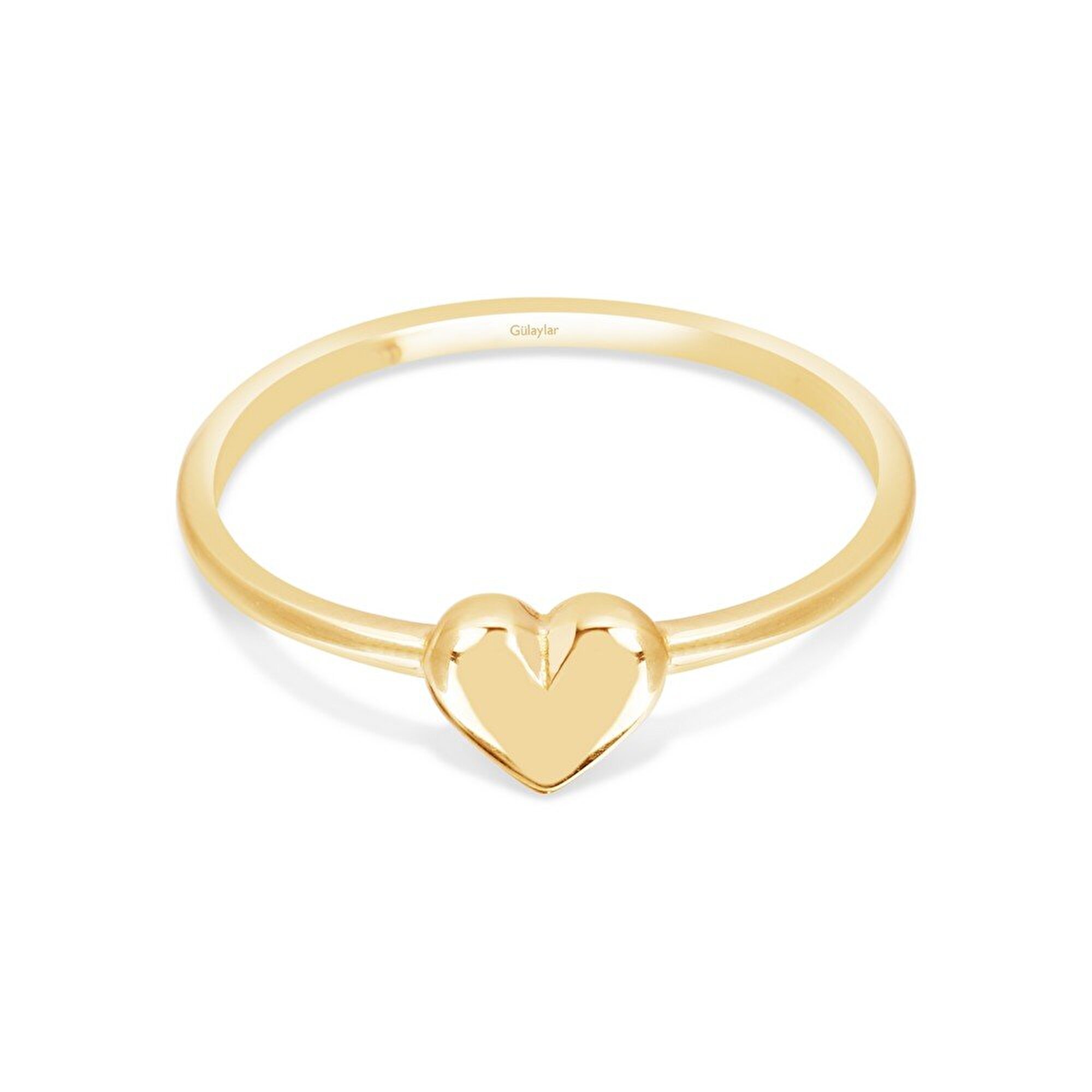 8 Ayar Sarı Altın Kalp Figürlü Yüzük