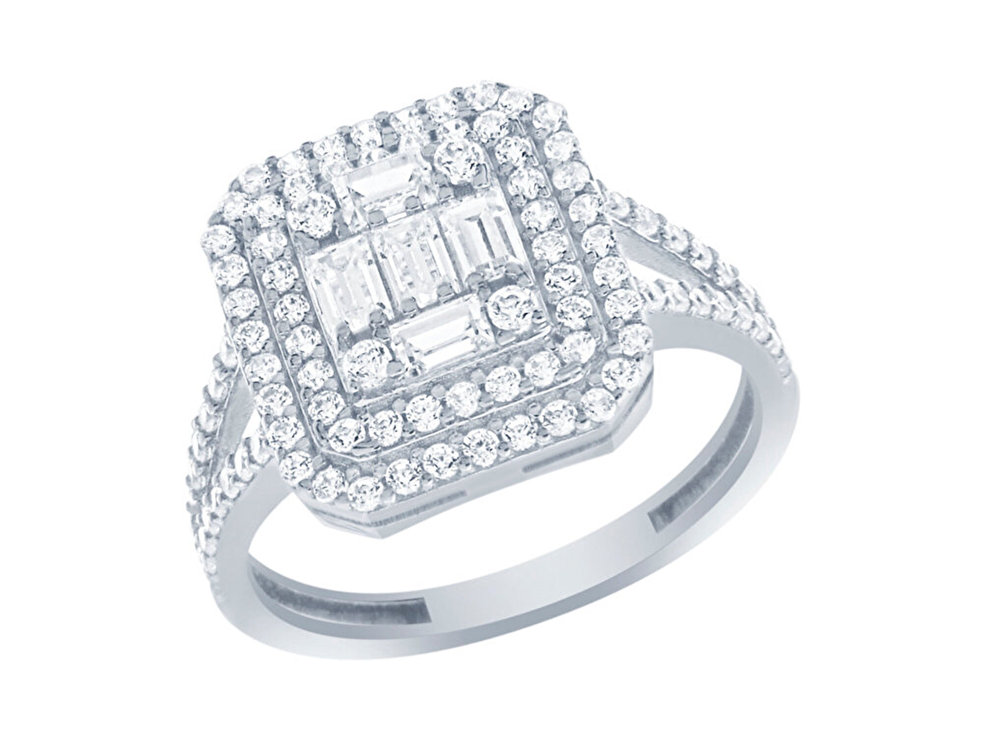 14 Ayar Beyaz Altın Baget Yüzük