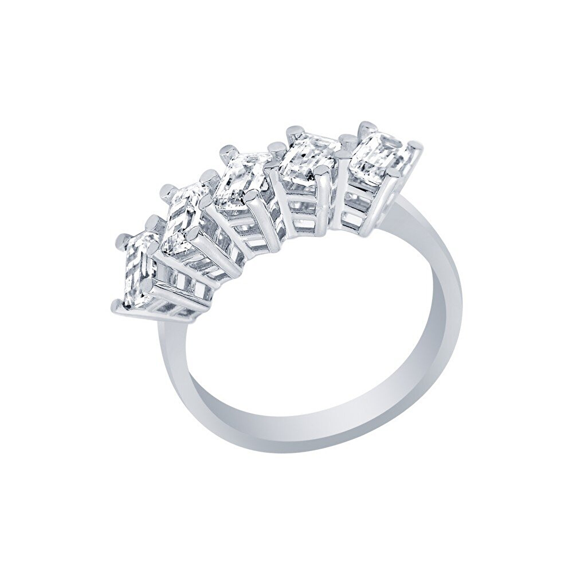 14 Ayar Beyaz Altın Beştaş Yüzük