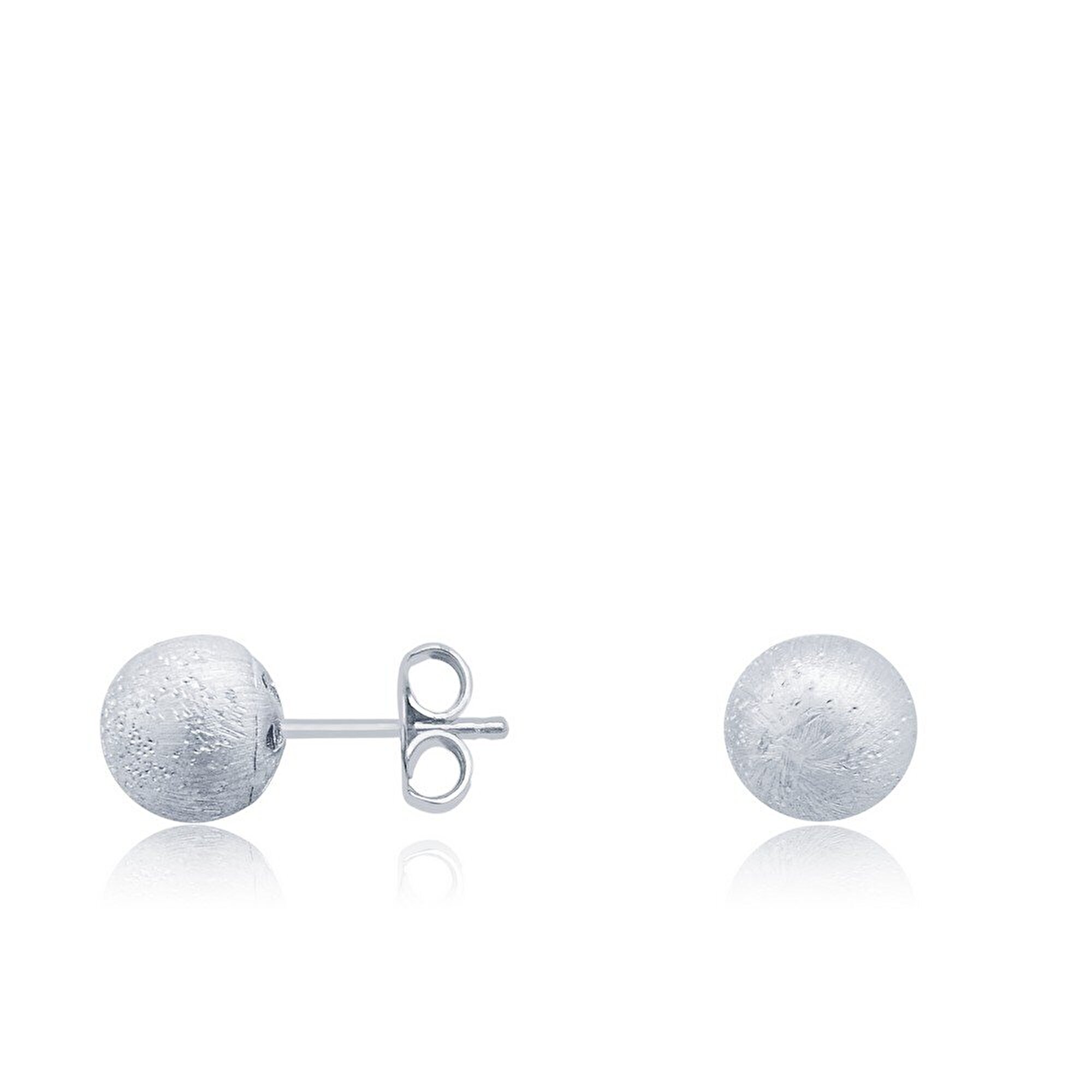 14 Ayar Beyaz Altın Top Küpe