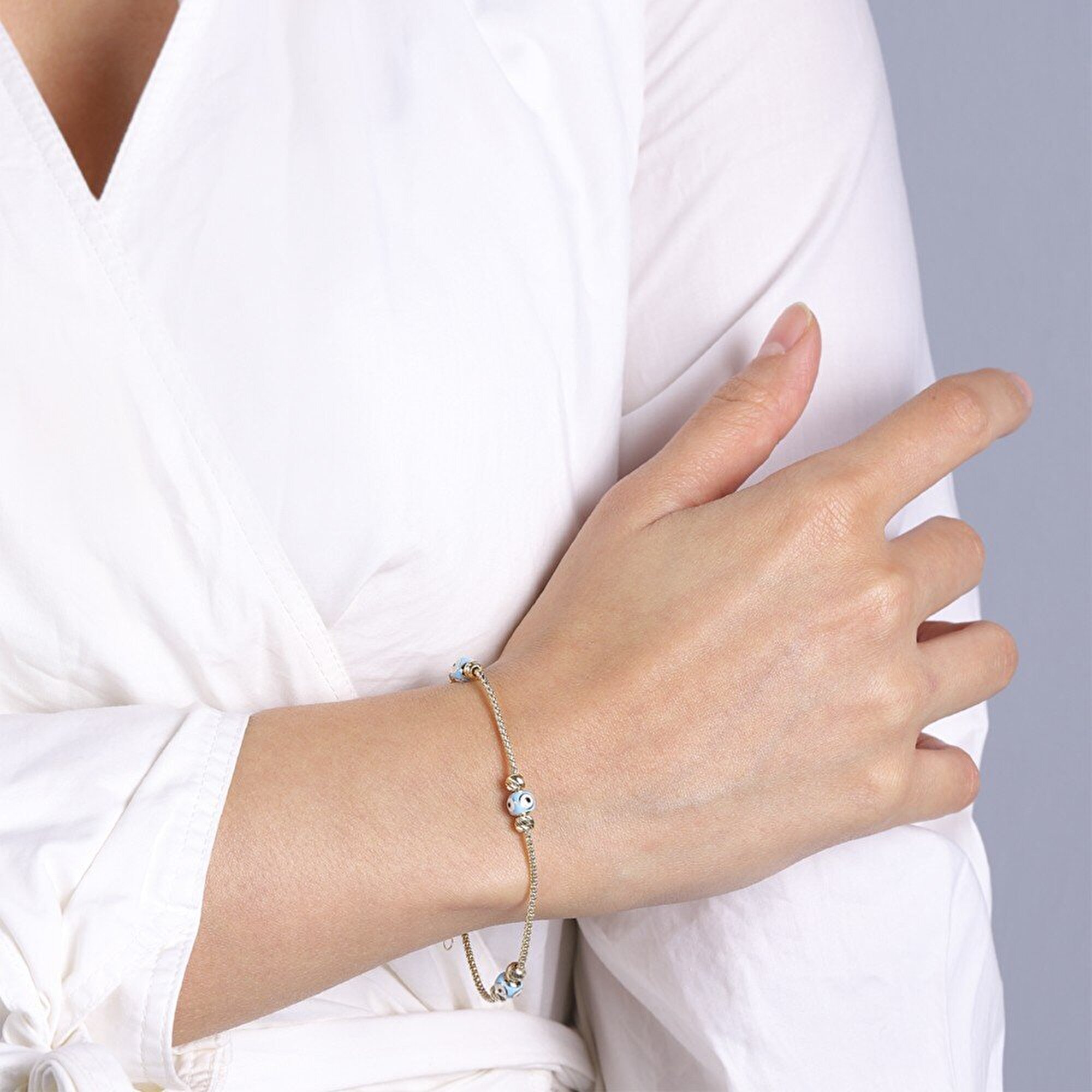 14 Ayar Sarı Altın Nazar Boncuklu Bileklik