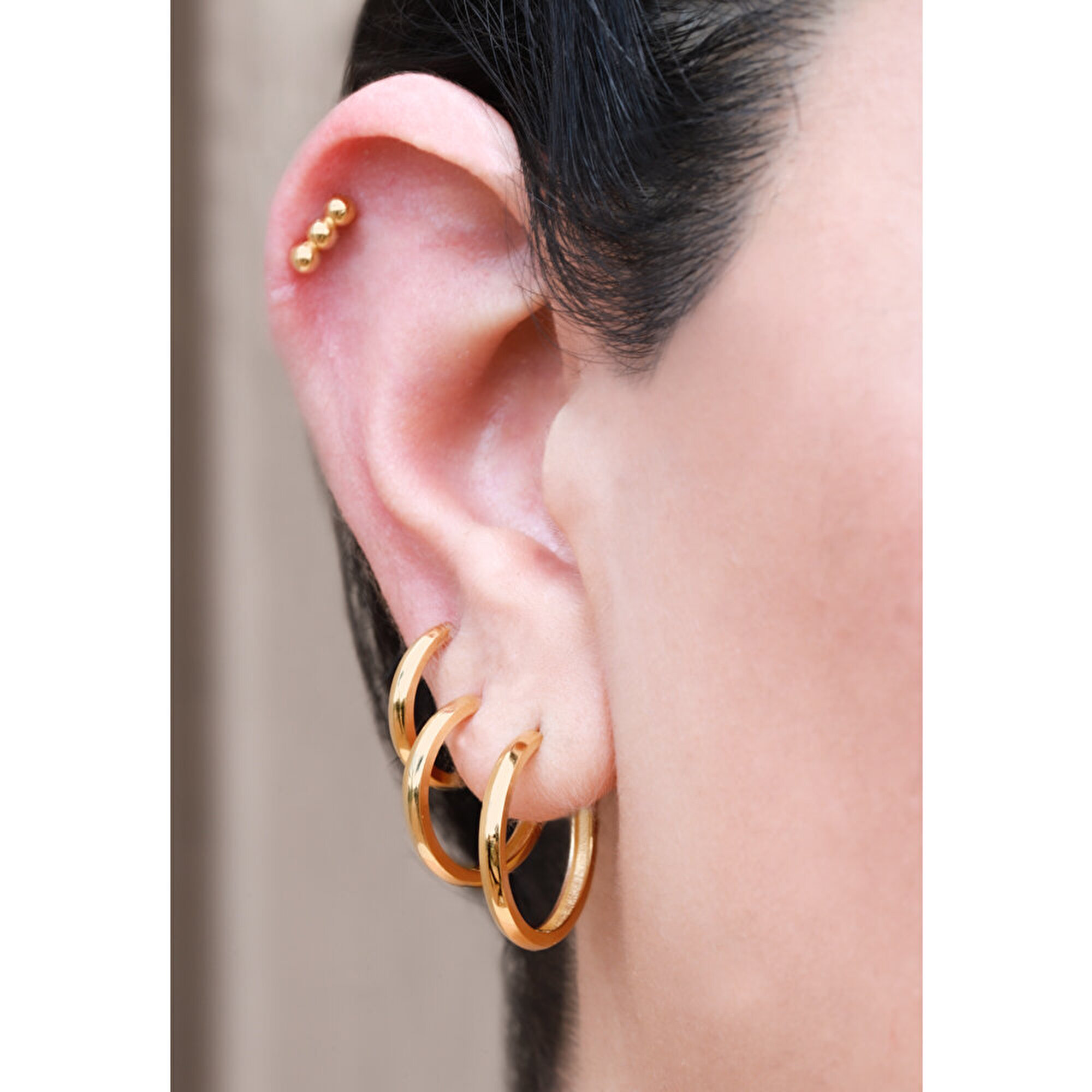 14 Ayar Sarı Altın Halka Küpe