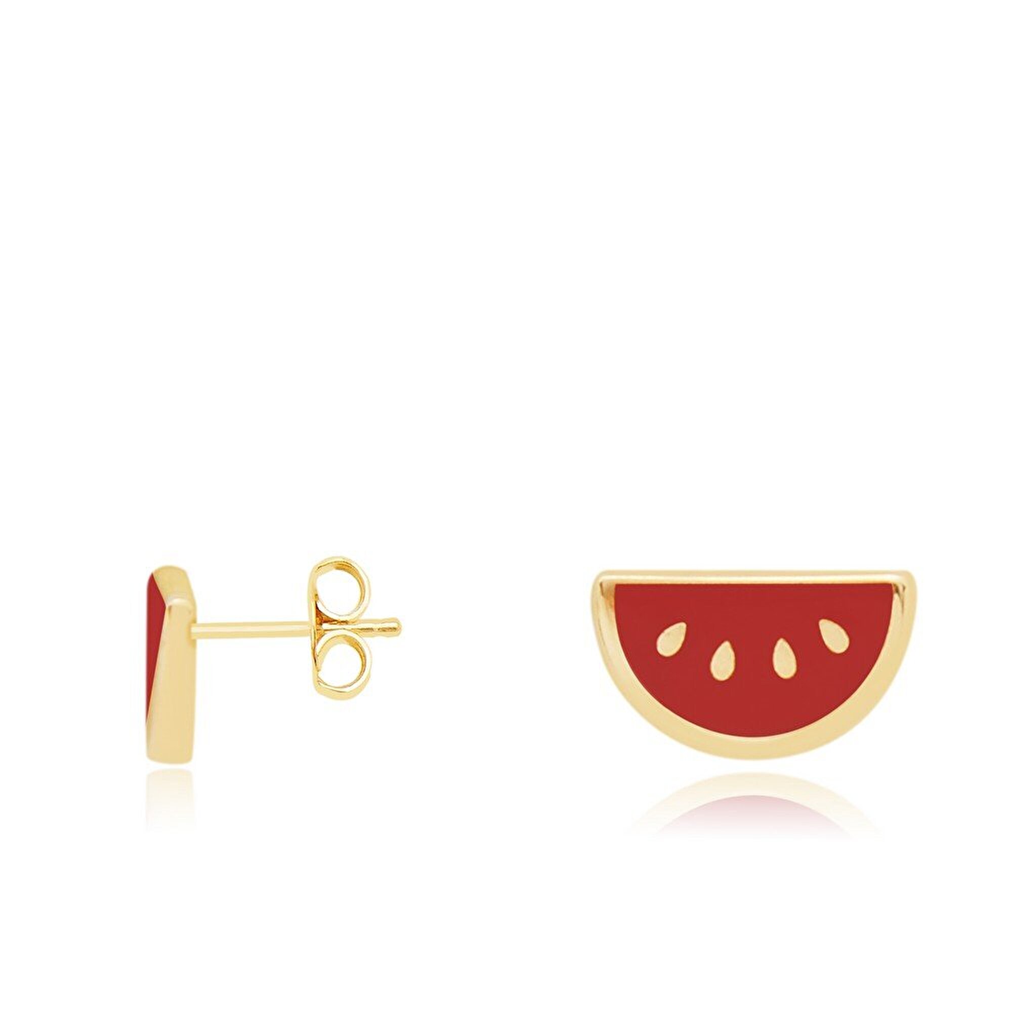 14 Ayar Sarı Altın Karpuz Figürlü Küpe