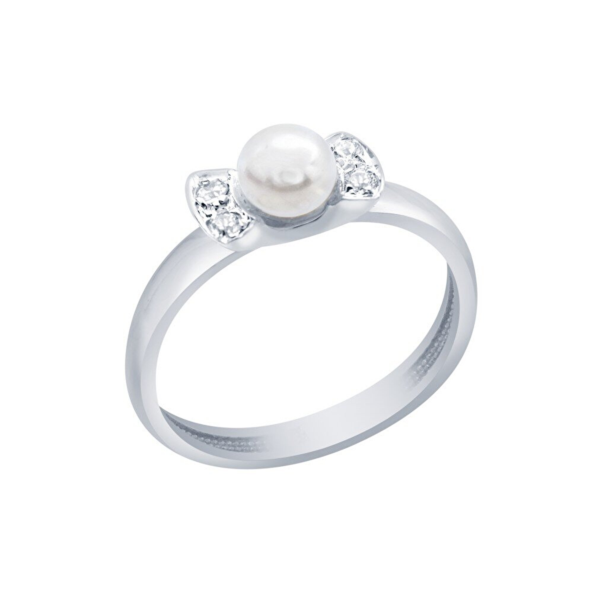 14 Ayar Beyaz Altın İnci Yüzük