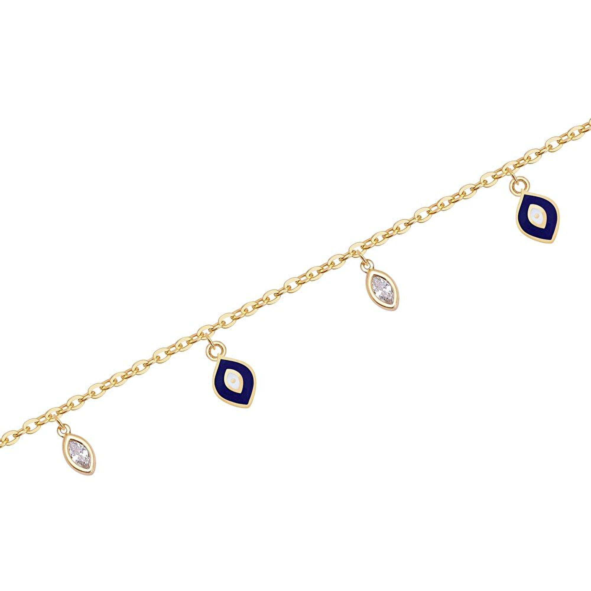 14 Ayar Sarı Altın Nazar Boncuklu Bileklik