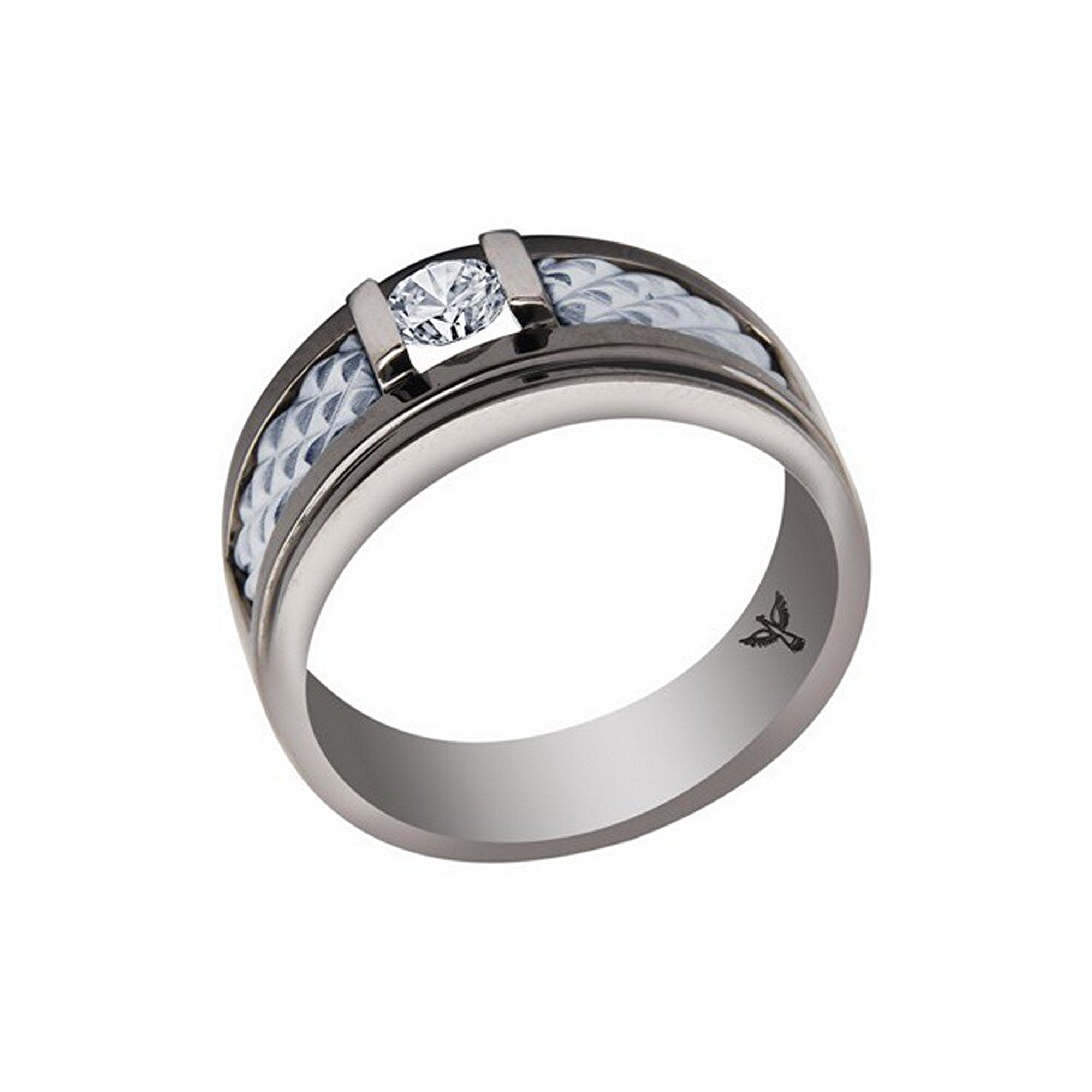 14 Ayar Siyah-Beyaz Altın Erkek Yüzük