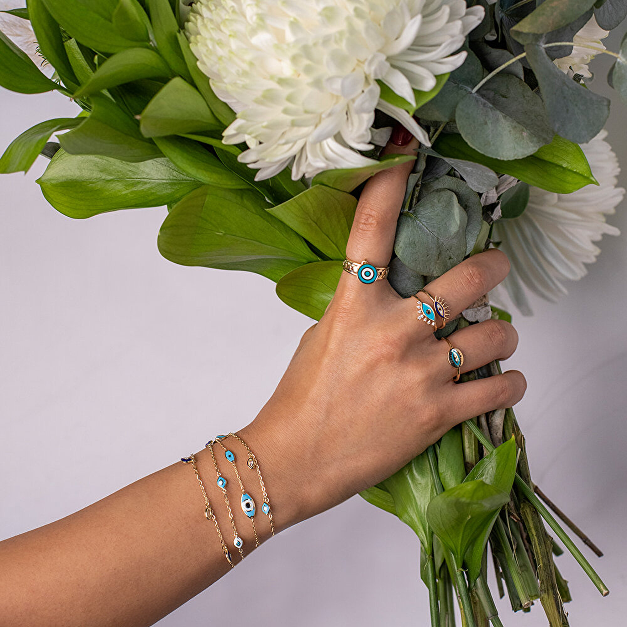 14 Ayar Sarı Altın Nazar Boncuklu Bileklik