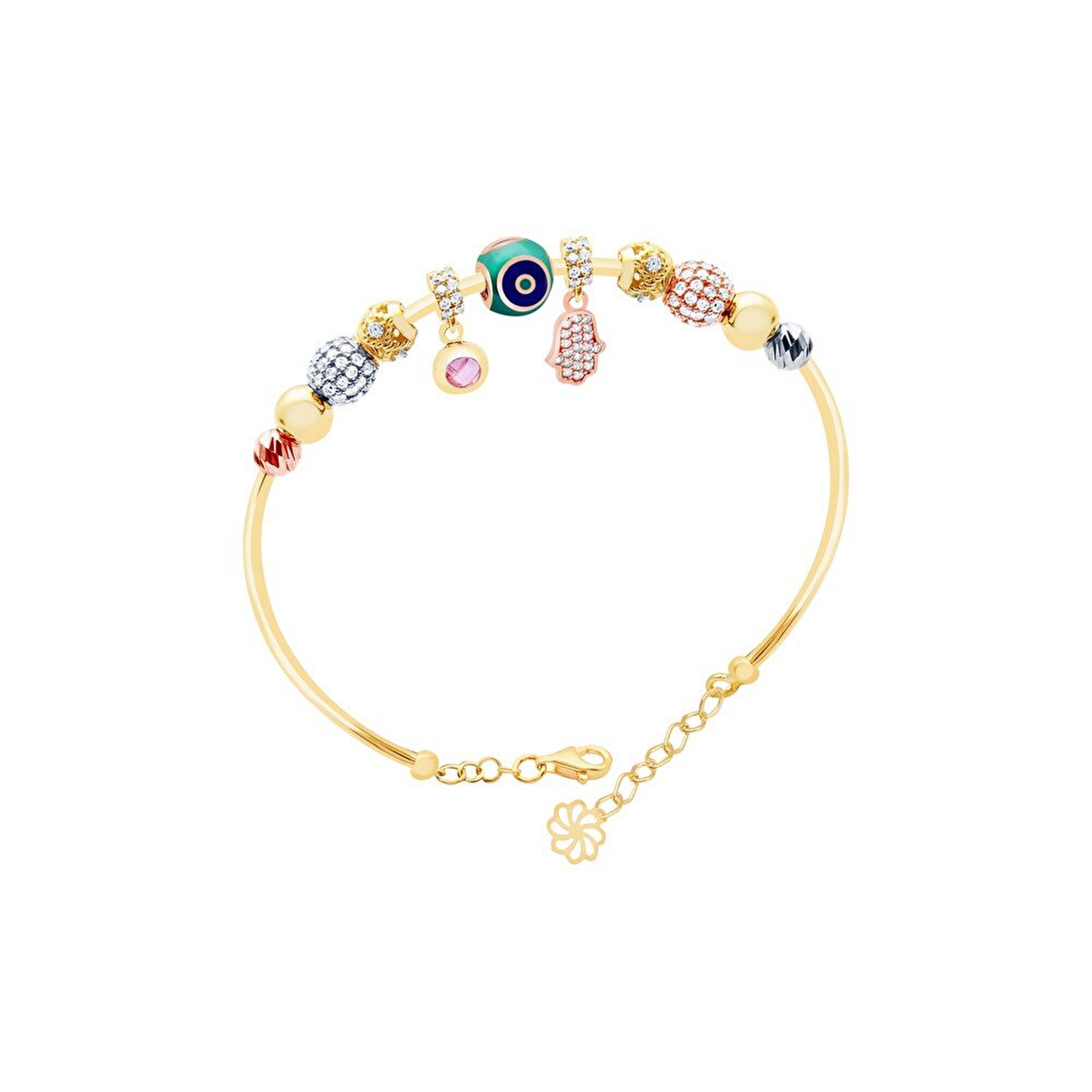 14 Ayar 3 Renkli Altın Charm Bilezik