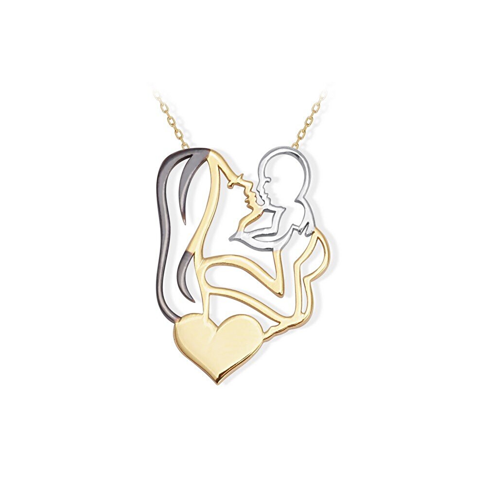 8 Ayar Sarı Altın Anne Çocuk Kolye