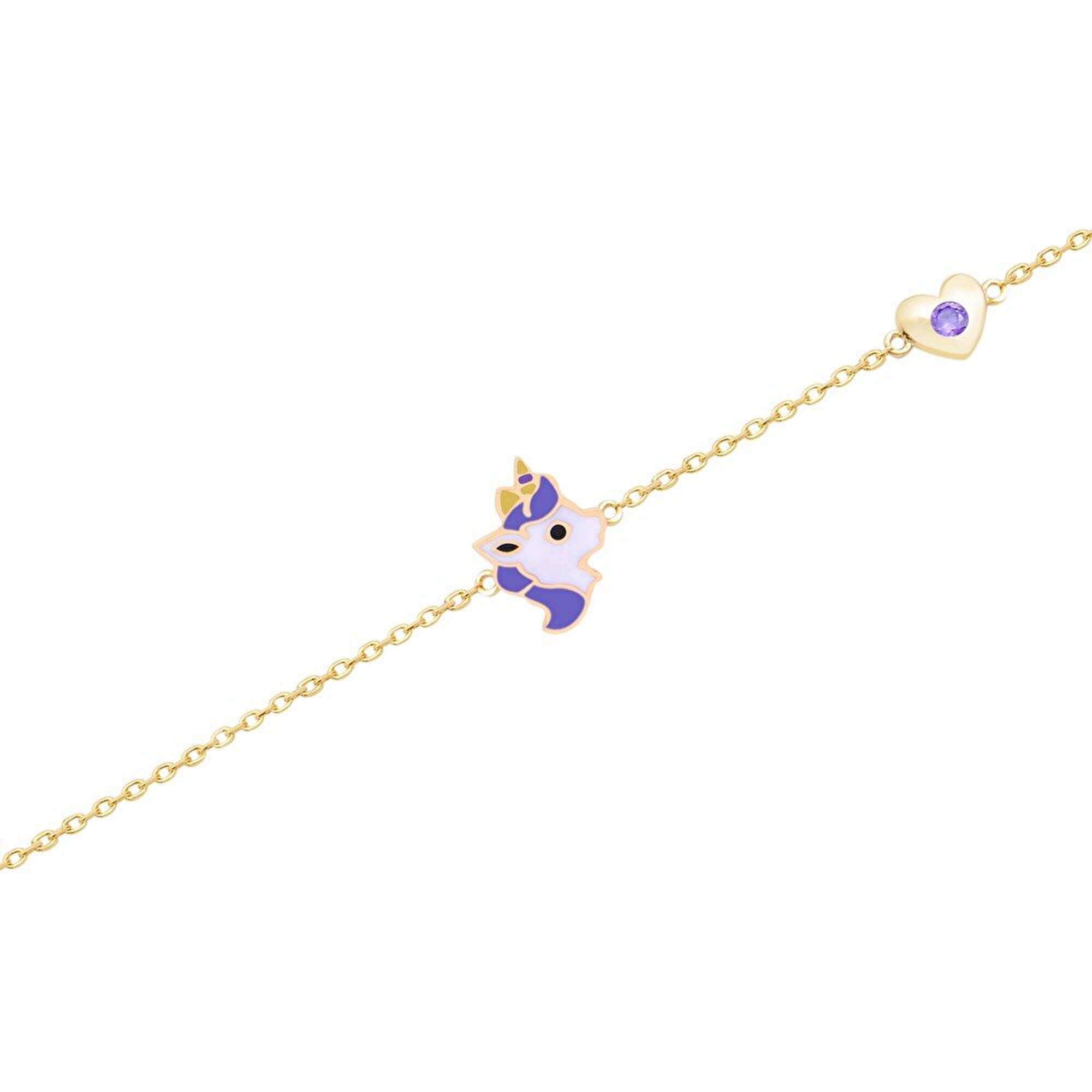 14 Ayar Sarı Altın Unicorn Bileklik