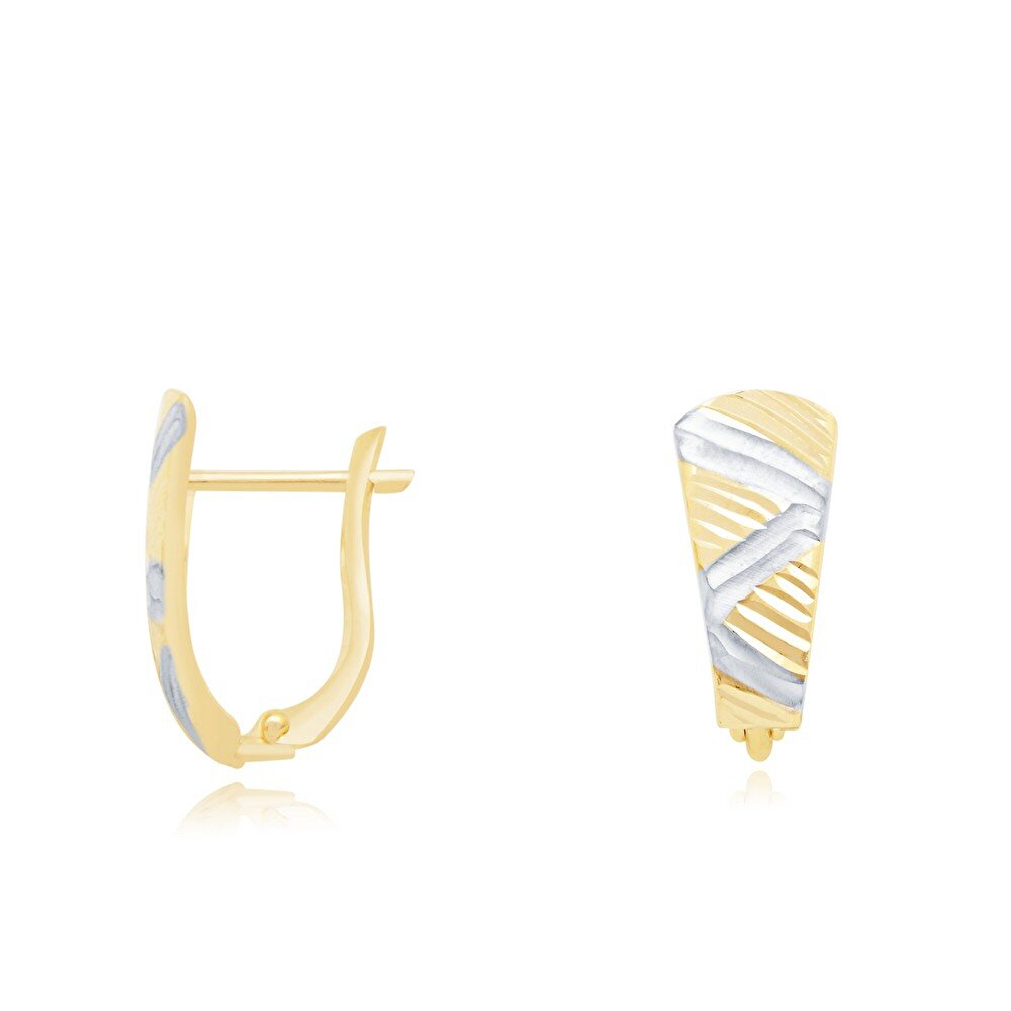 14 Ayar Sarı-Beyaz Altın J Küpe