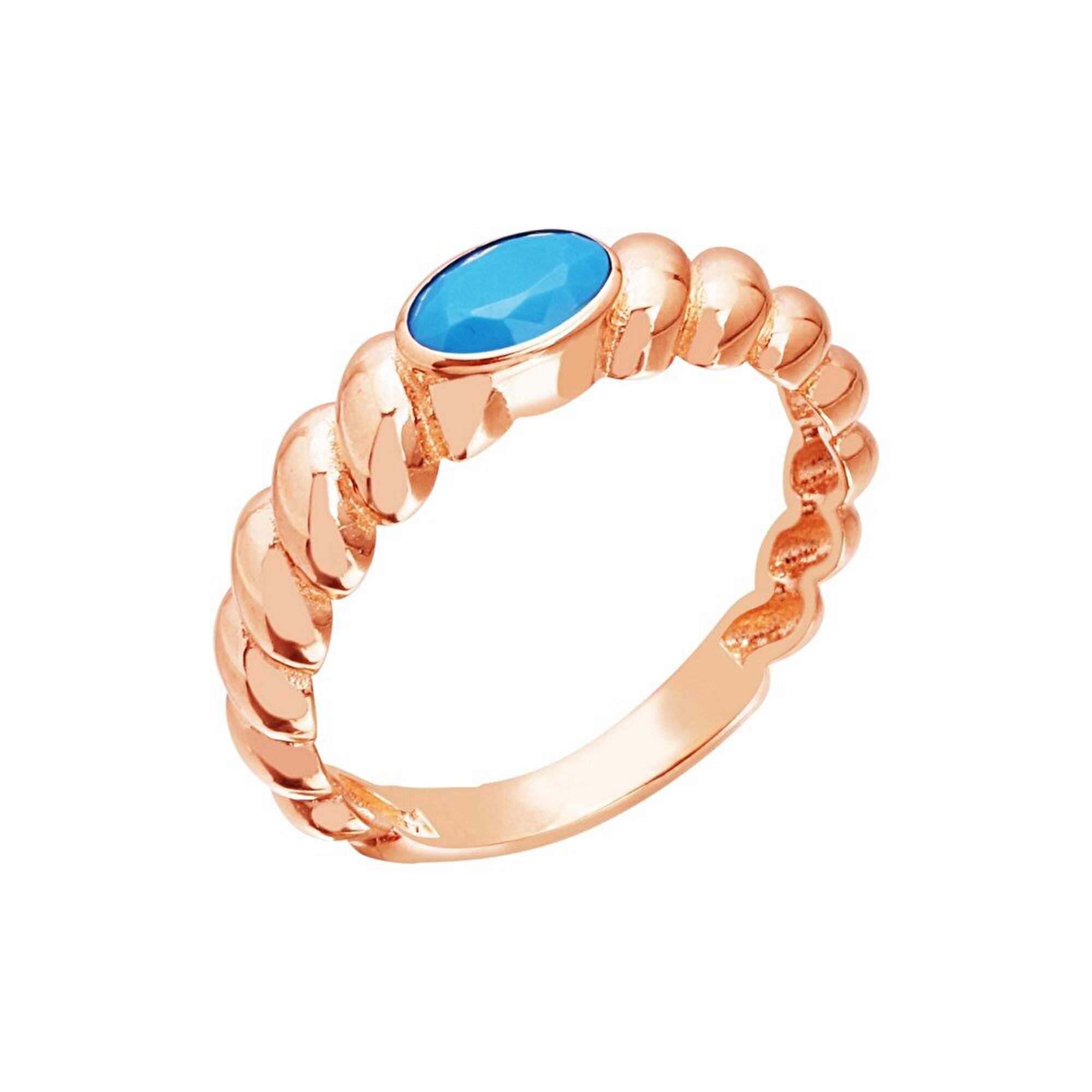 14 Ayar Rose Altın Firuze Taşlı Burgu Yüzük