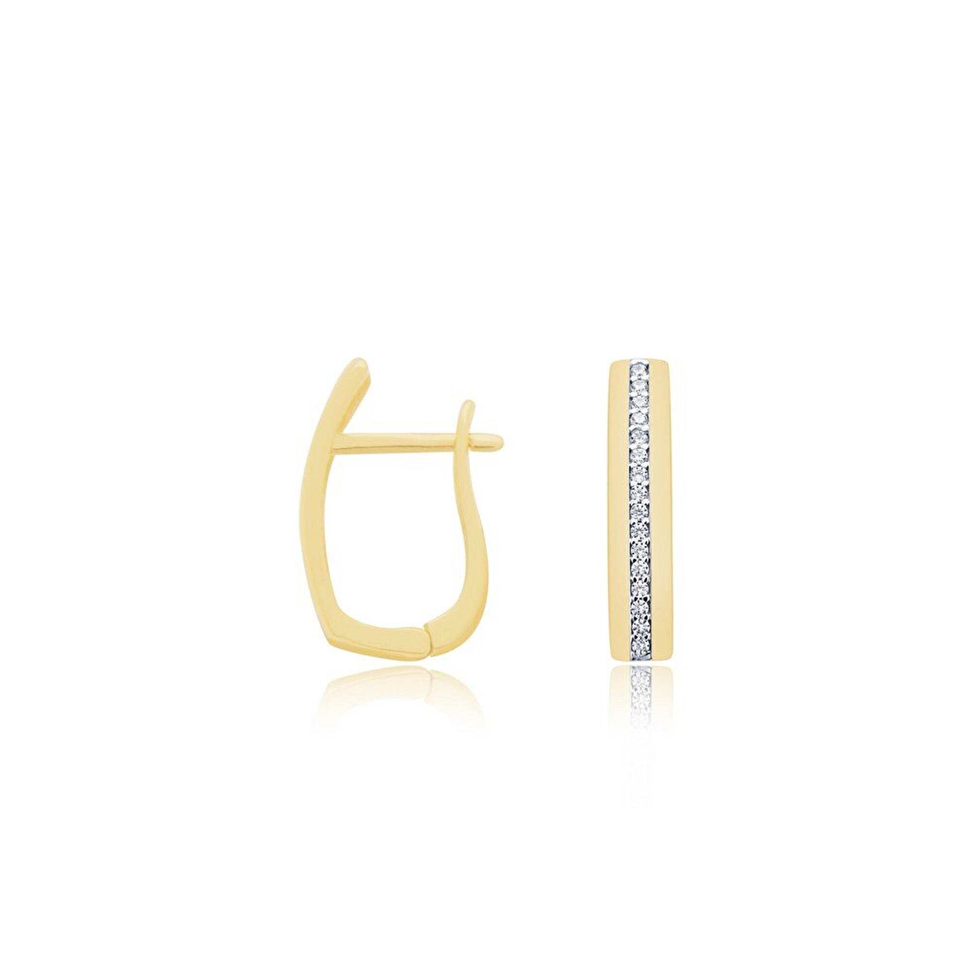 14 Ayar Sarı-Beyaz Altın J Küpe