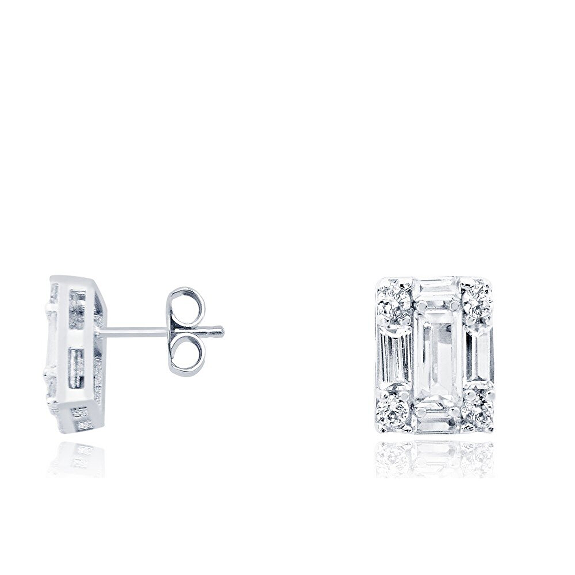 14 Ayar Beyaz Altın Baget Küpe