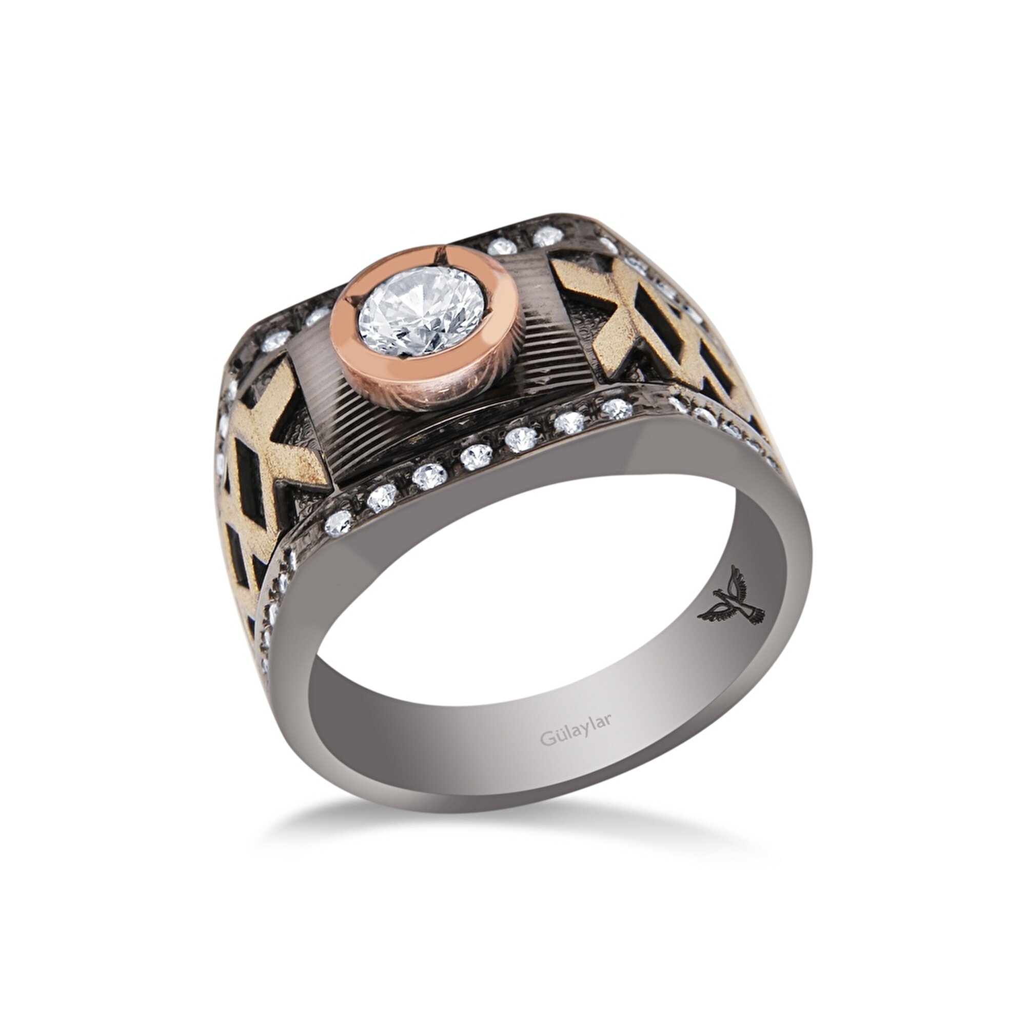 14 Ayar 3 Renkli Altın Erkek Yüzük