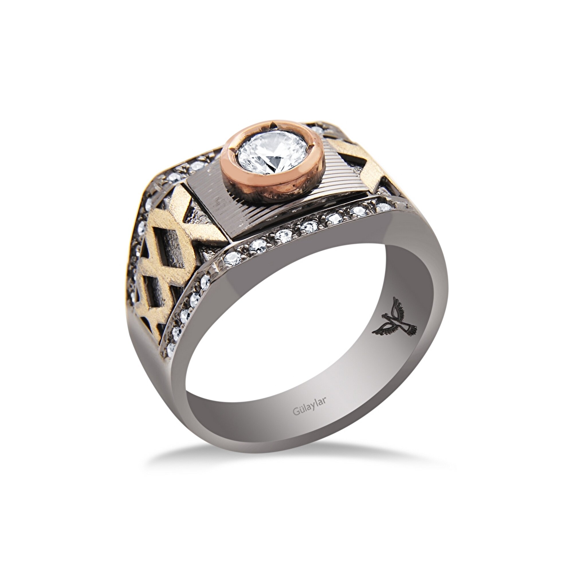 14 Ayar 3 Renkli Altın Erkek Yüzük