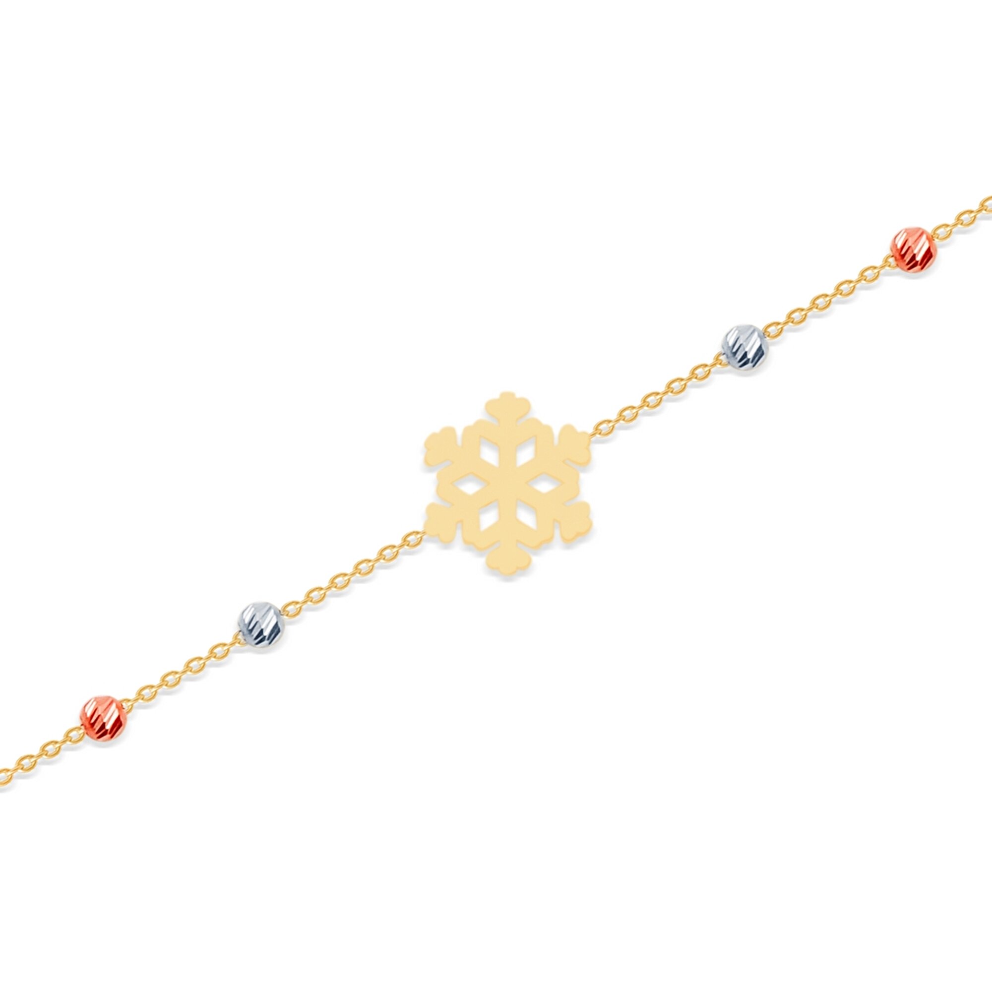 14 Ayar 3 Renkli Altın Kar Tanesi Figürlü Bileklik
