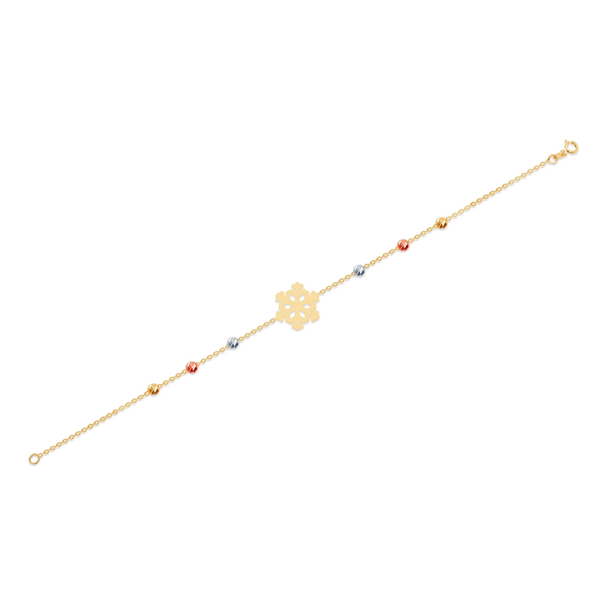 14 Ayar 3 Renkli Altın Kar Tanesi Figürlü Bileklik