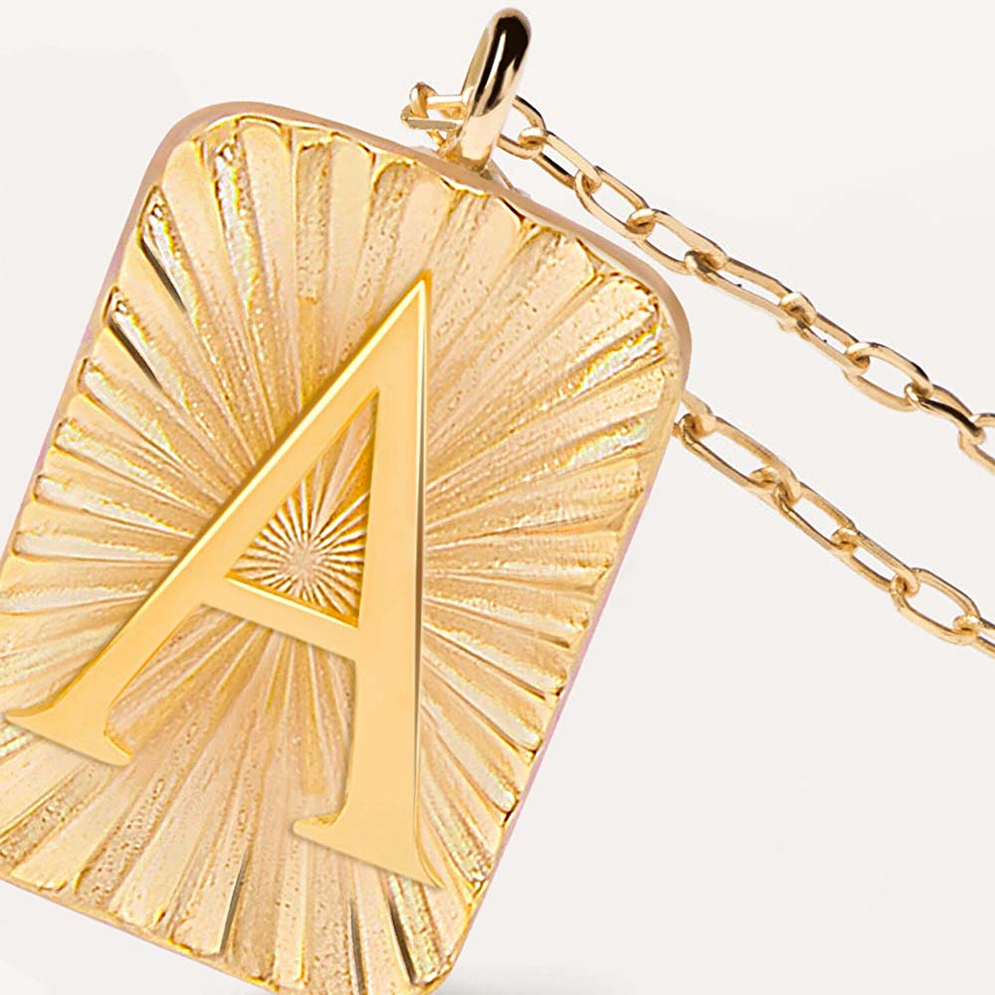 14 Ayar A Harf Plaka Kolye