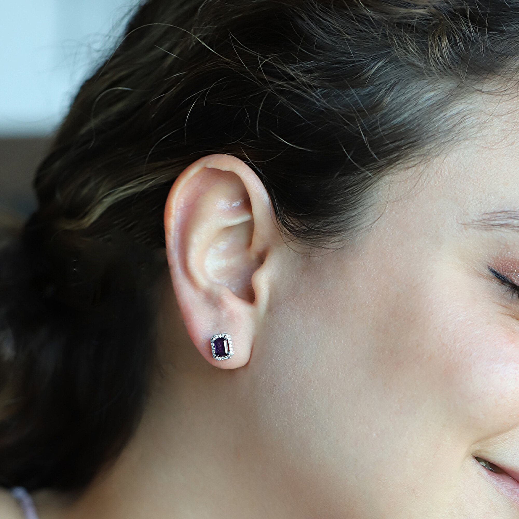 14 Ayar Beyaz Altın Baget Küpe