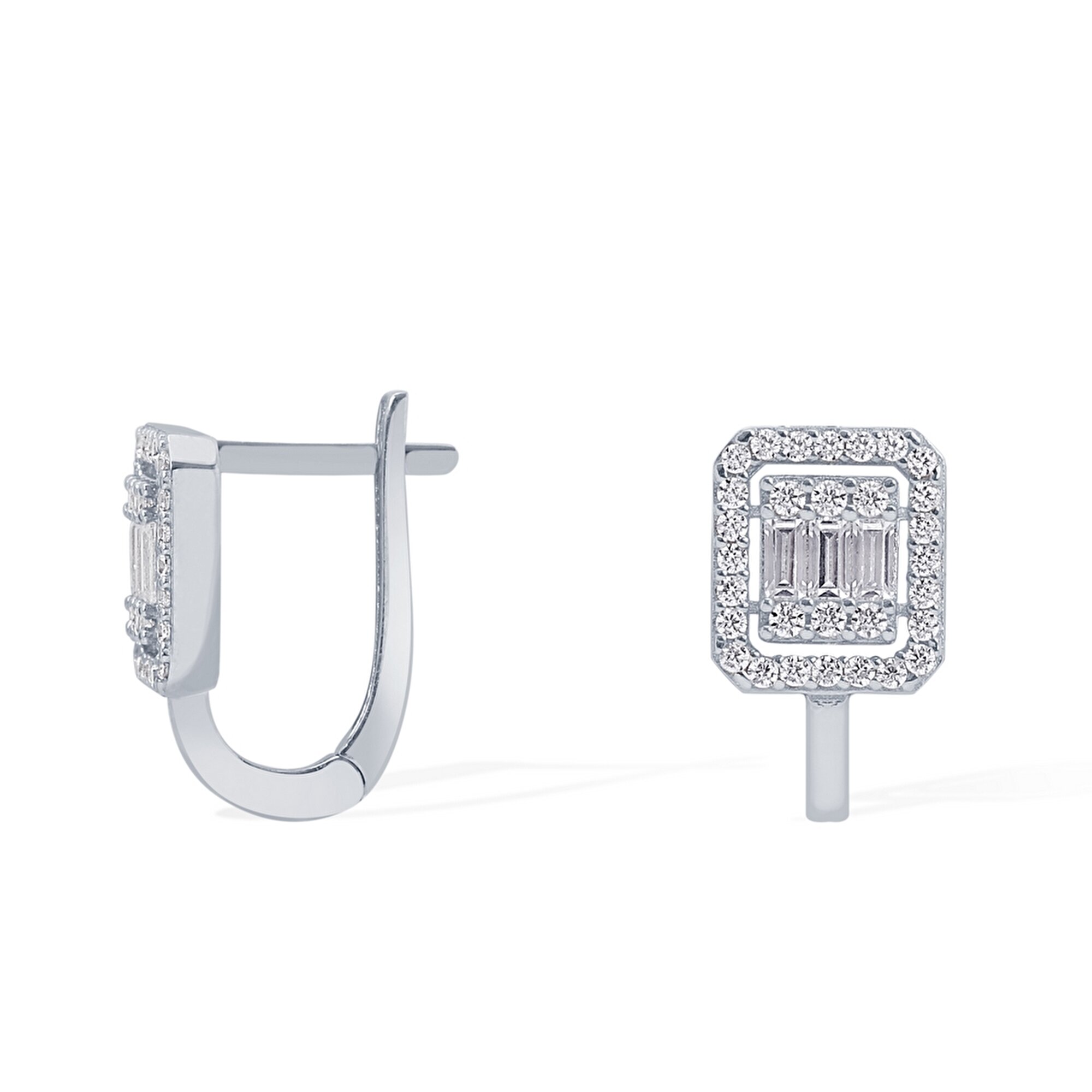 14 Ayar Beyaz Altın Baget Küpe