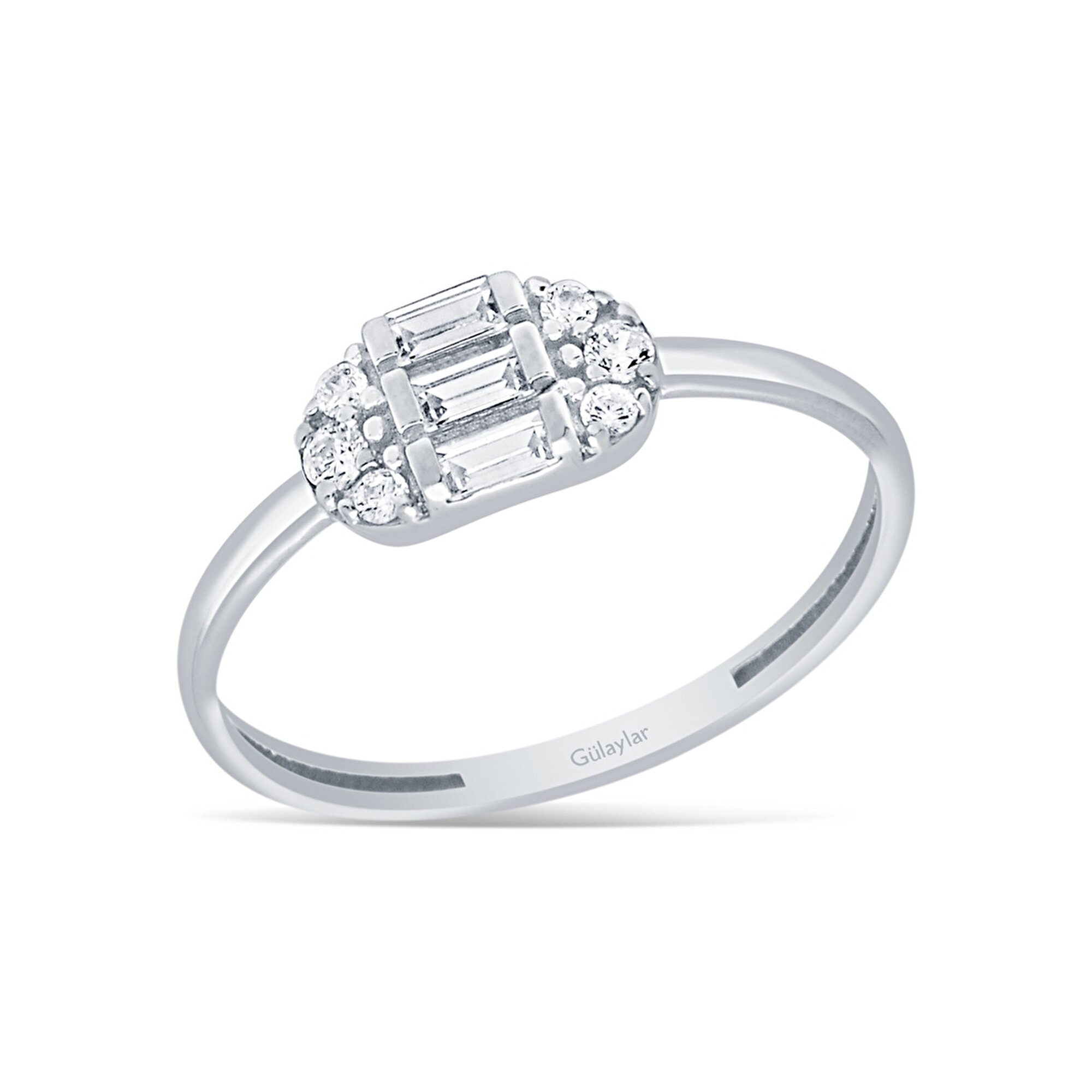 14 Ayar Beyaz Altın Baget Yüzük