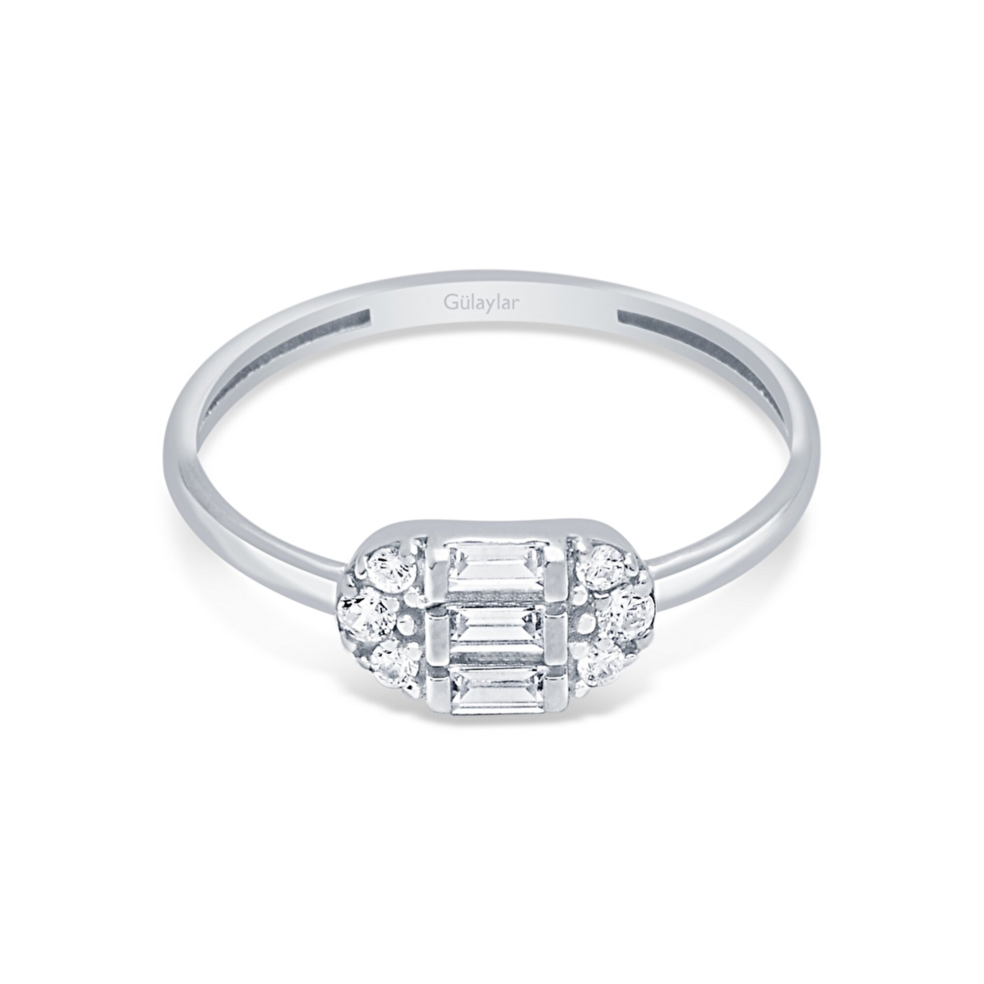 14 Ayar Beyaz Altın Baget Yüzük