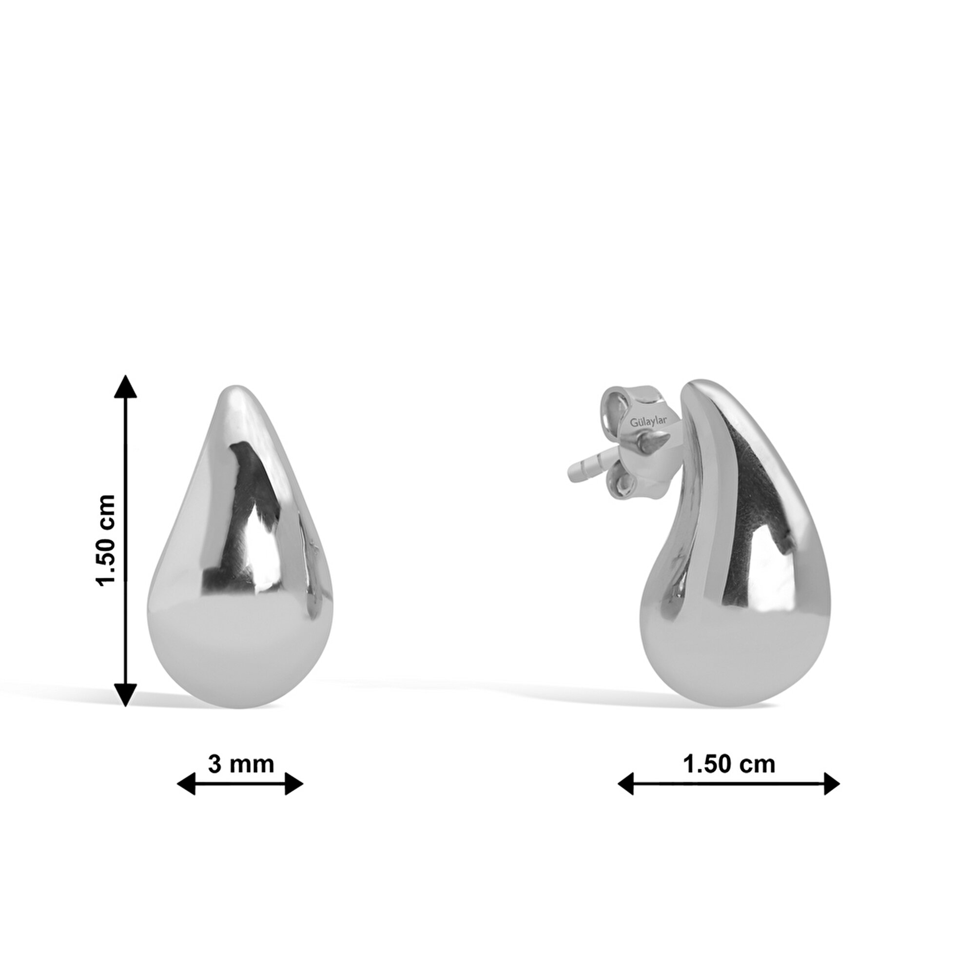 14 Ayar Beyaz Altın Gözyaşı Damlası Küpe
