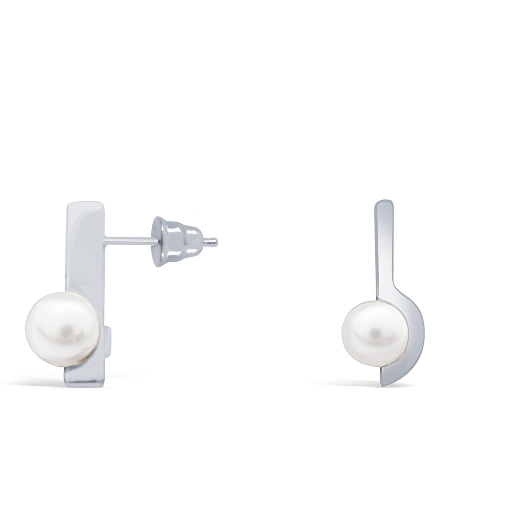 14 Ayar Beyaz Altın İnci Küpe