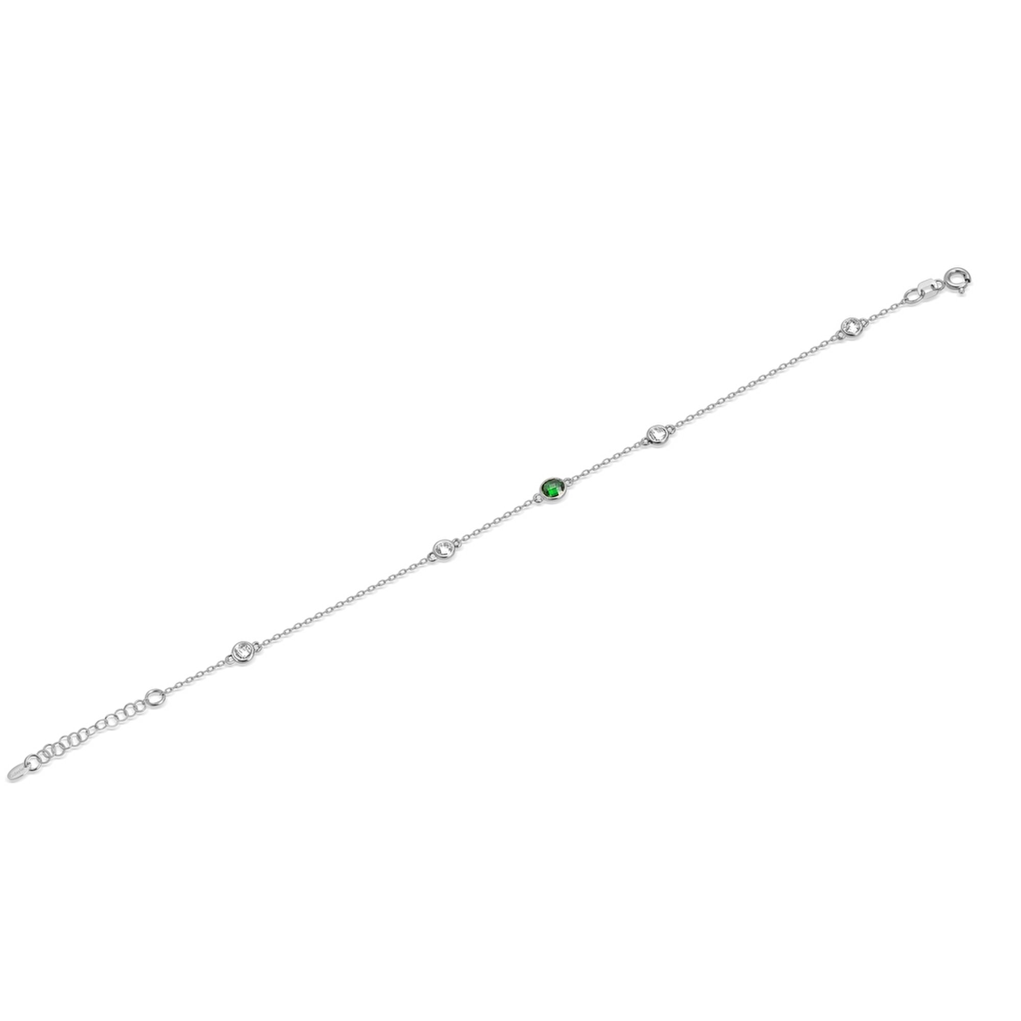 14 Ayar Beyaz Altın Yeşil Taşlı Halhal