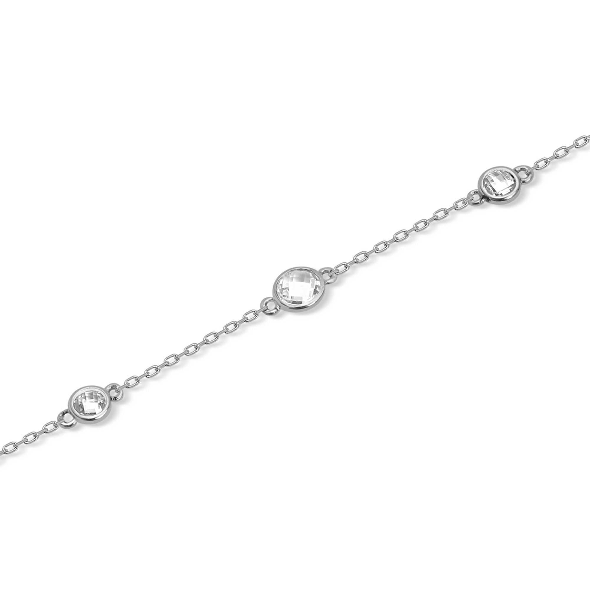 14 Ayar Beyaz Altın Renkli Taşlı Halhal