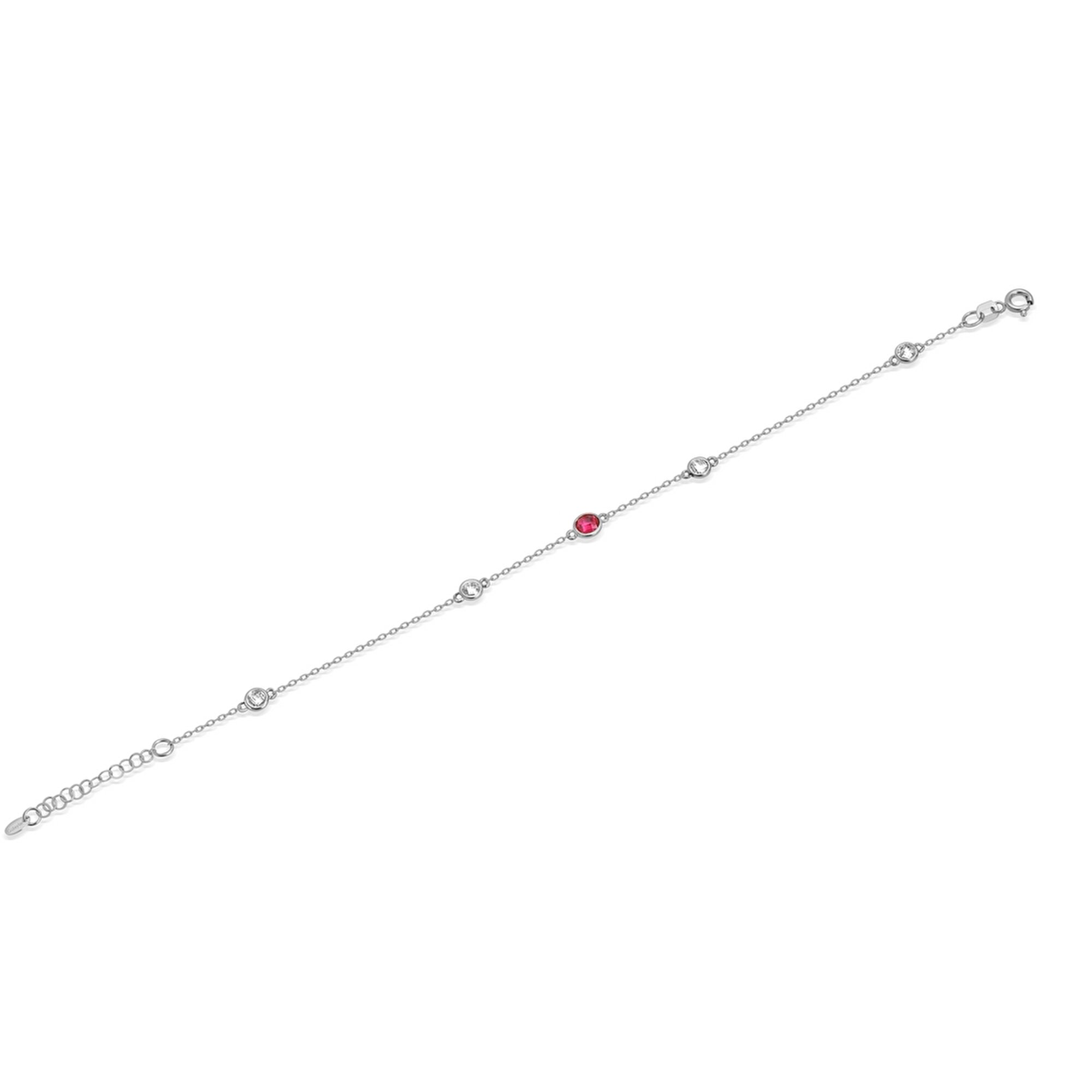 14 Ayar Beyaz Altın Kırmızı Taşlı Halhal