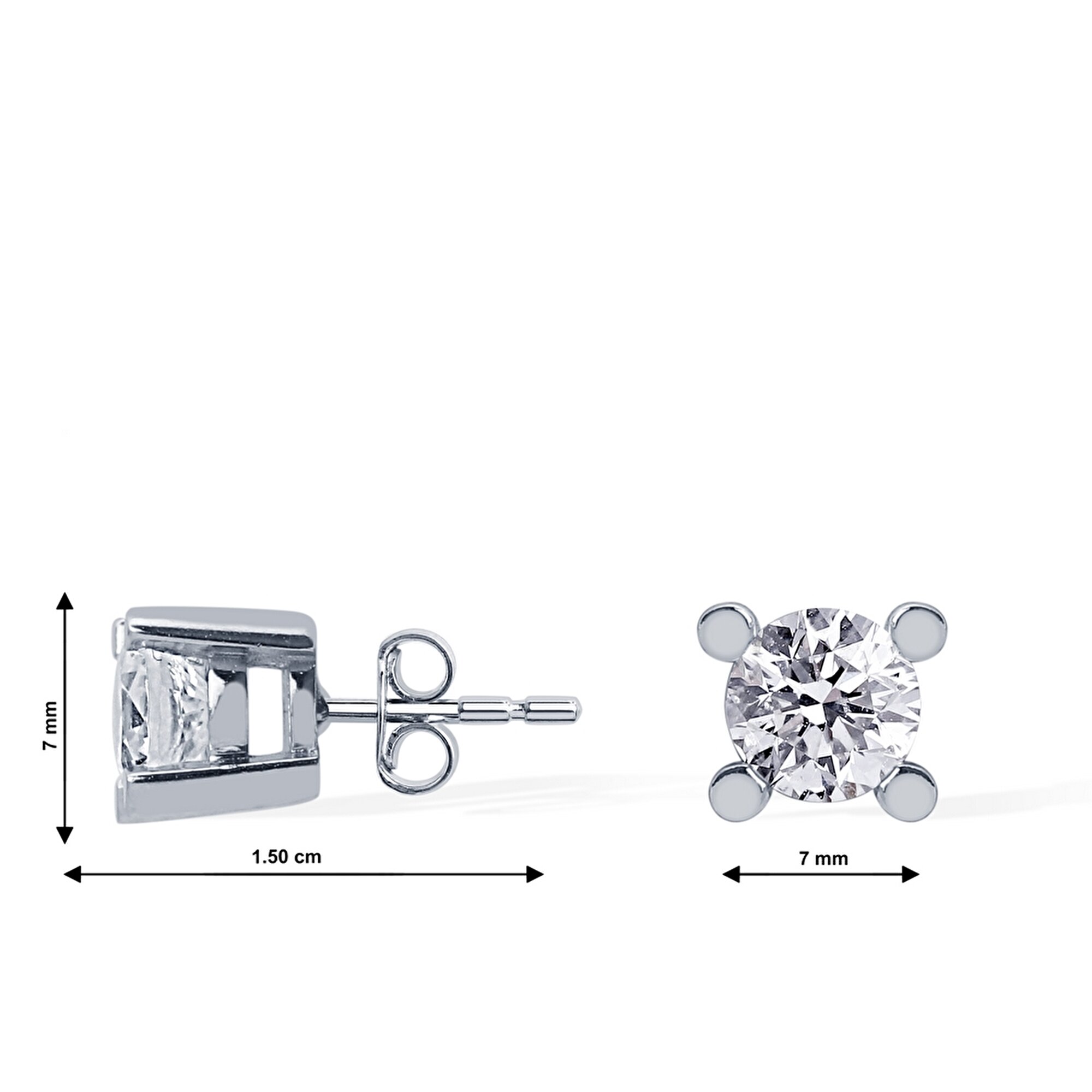 14 Ayar Beyaz Altın Tektaş Küpe