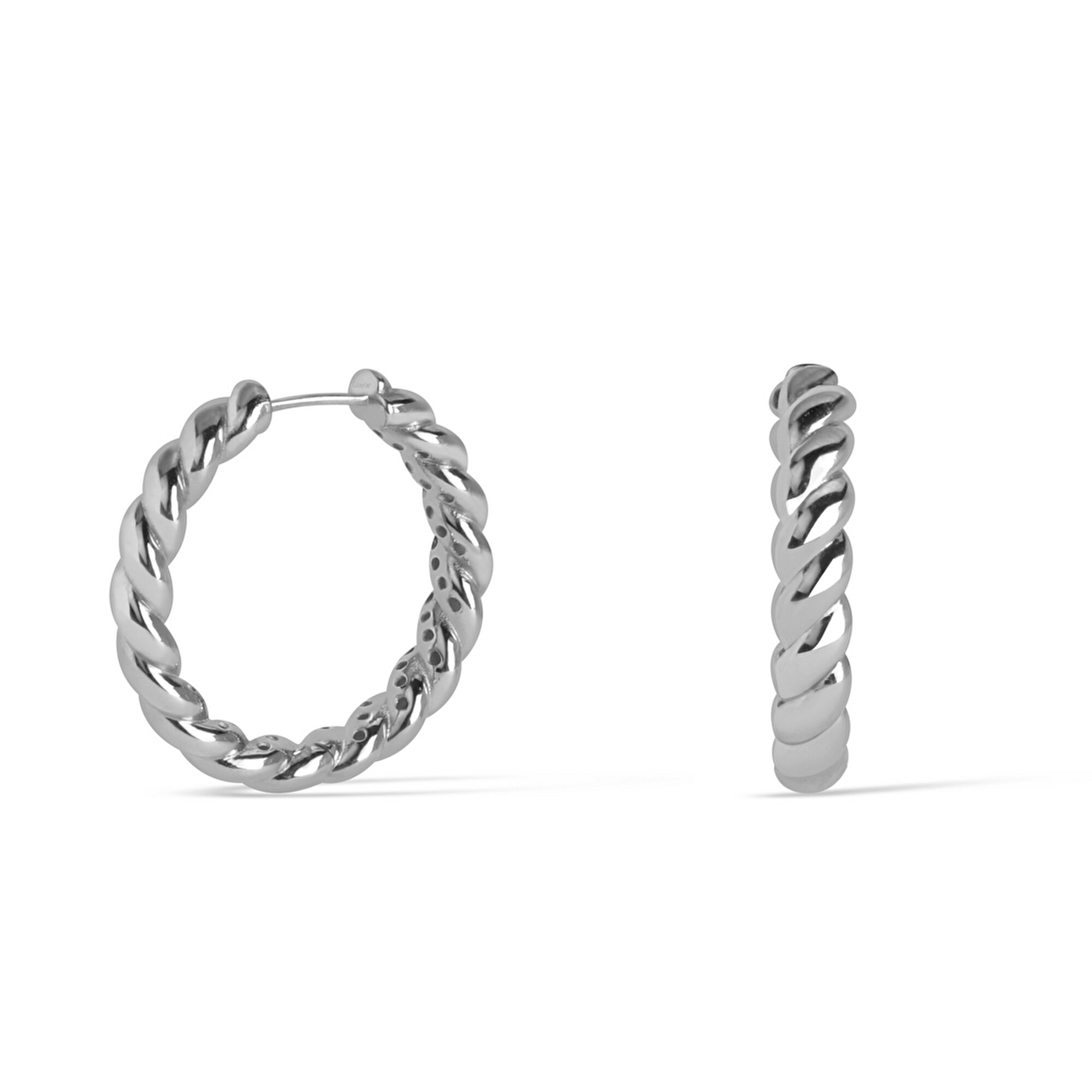 14 Ayar Beyaz Altın Trend Burgu Küpe