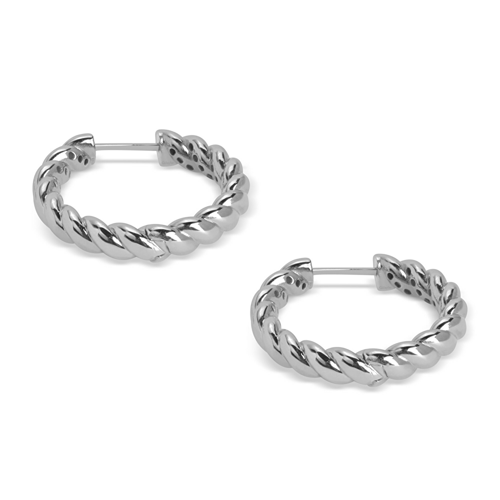 14 Ayar Beyaz Altın Trend Burgu Küpe