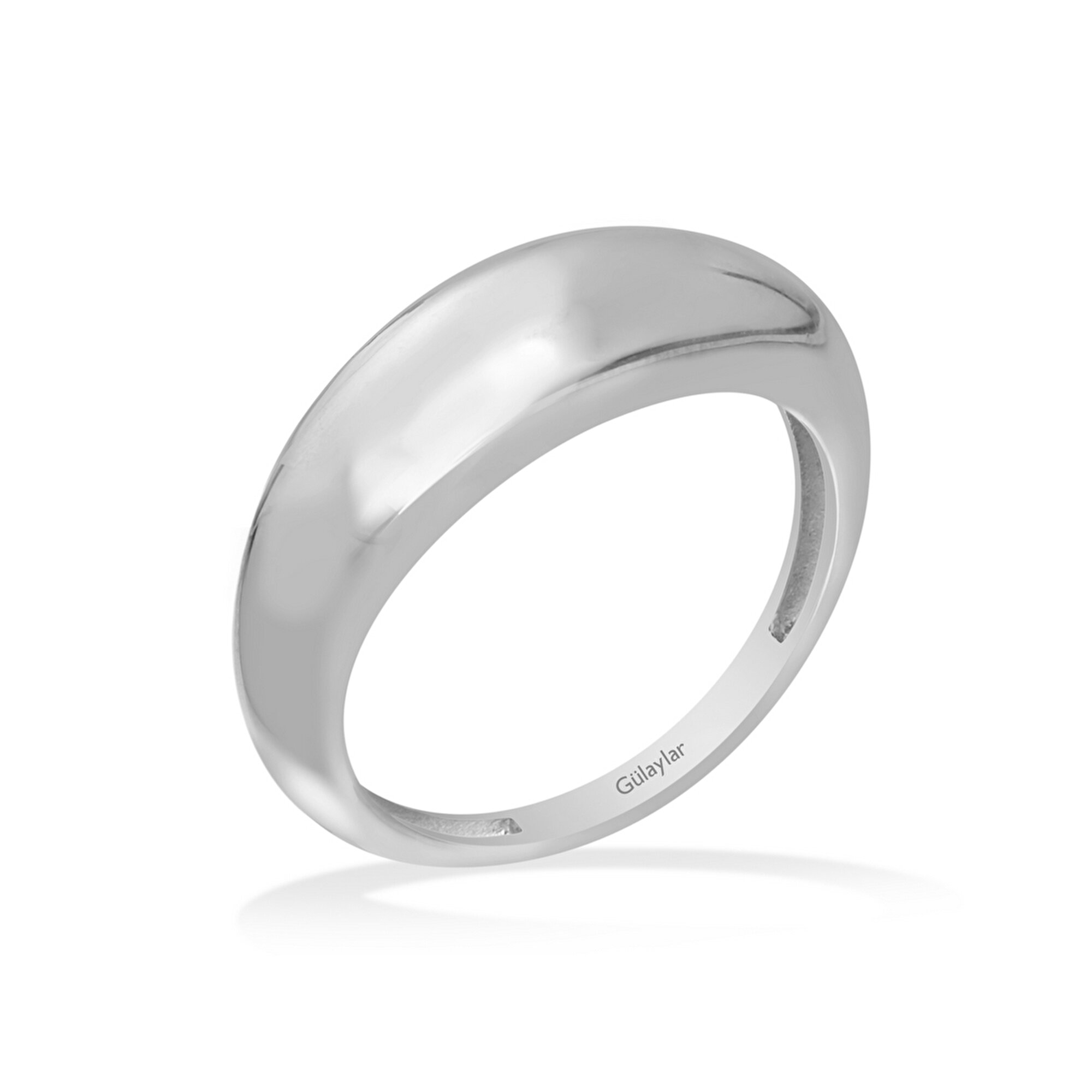 14 Ayar Beyaz Altın Bombe Yüzük