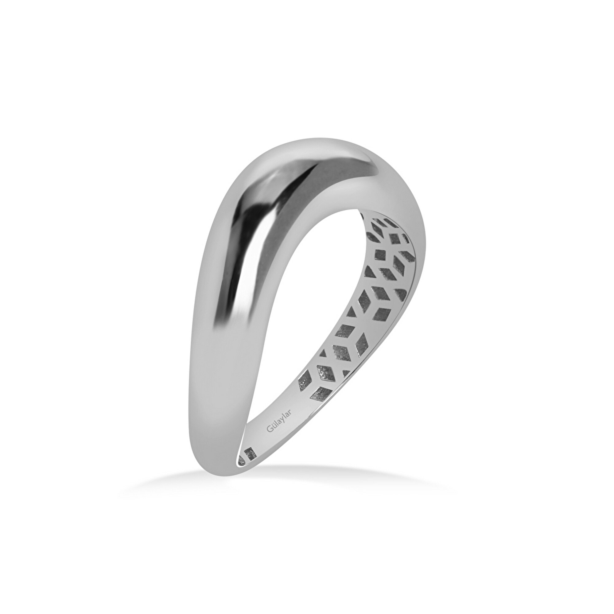 14 Ayar Beyaz Altın Dalga Yüzük