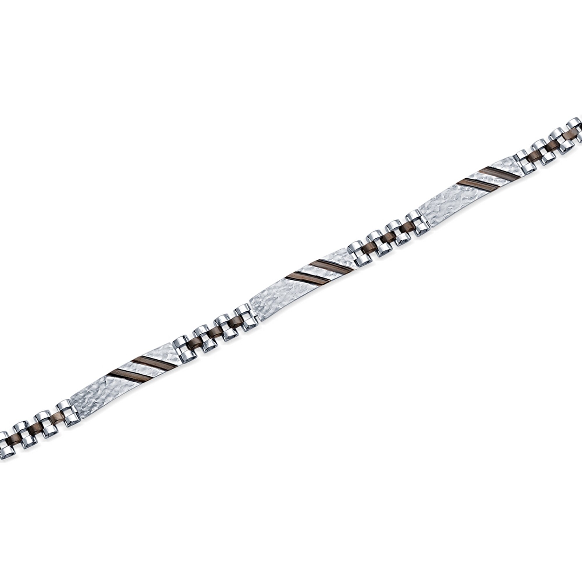 14 Ayar Beyaz-Siyah Altın Erkek Bileklik