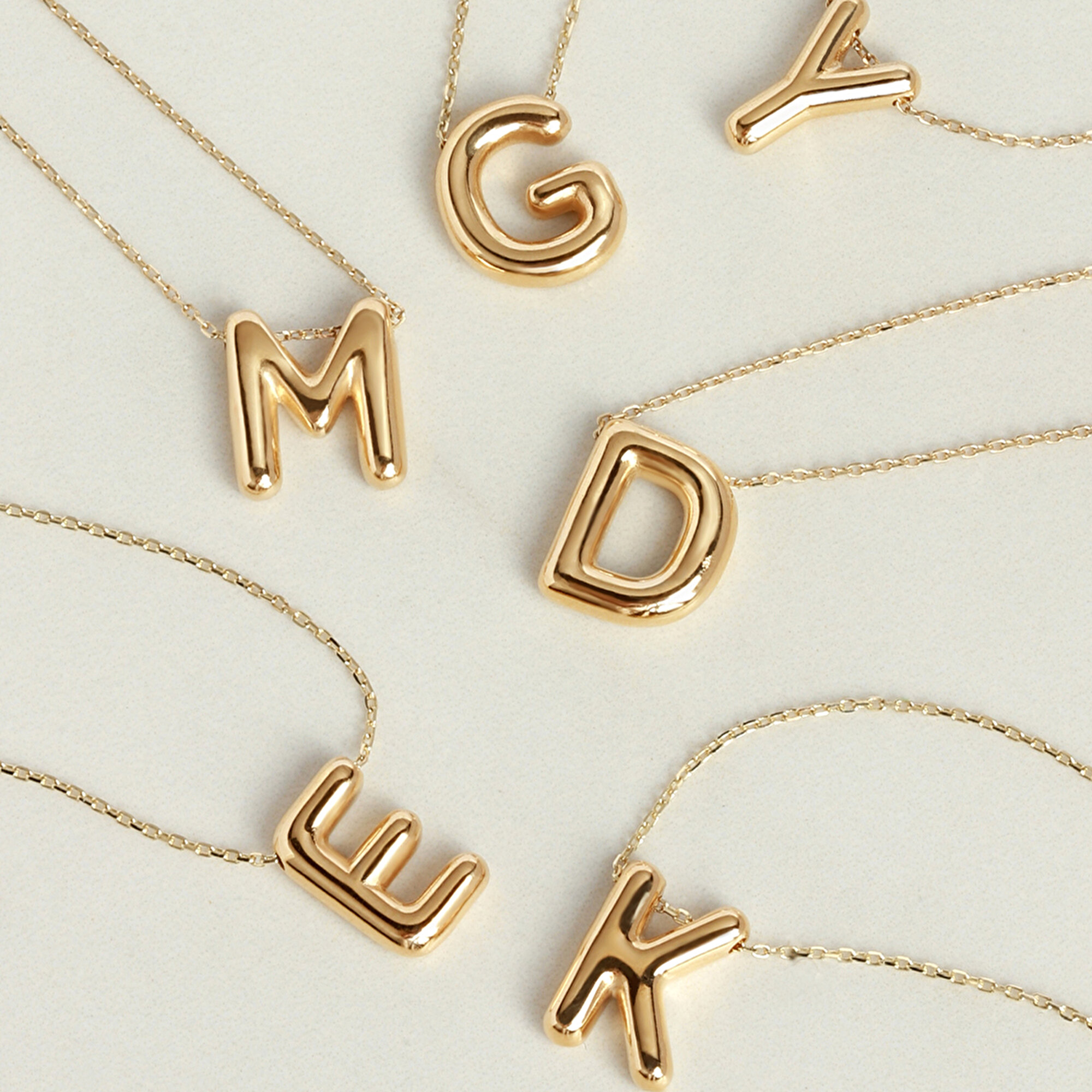 14 Ayar E Harf Bubble Kolye