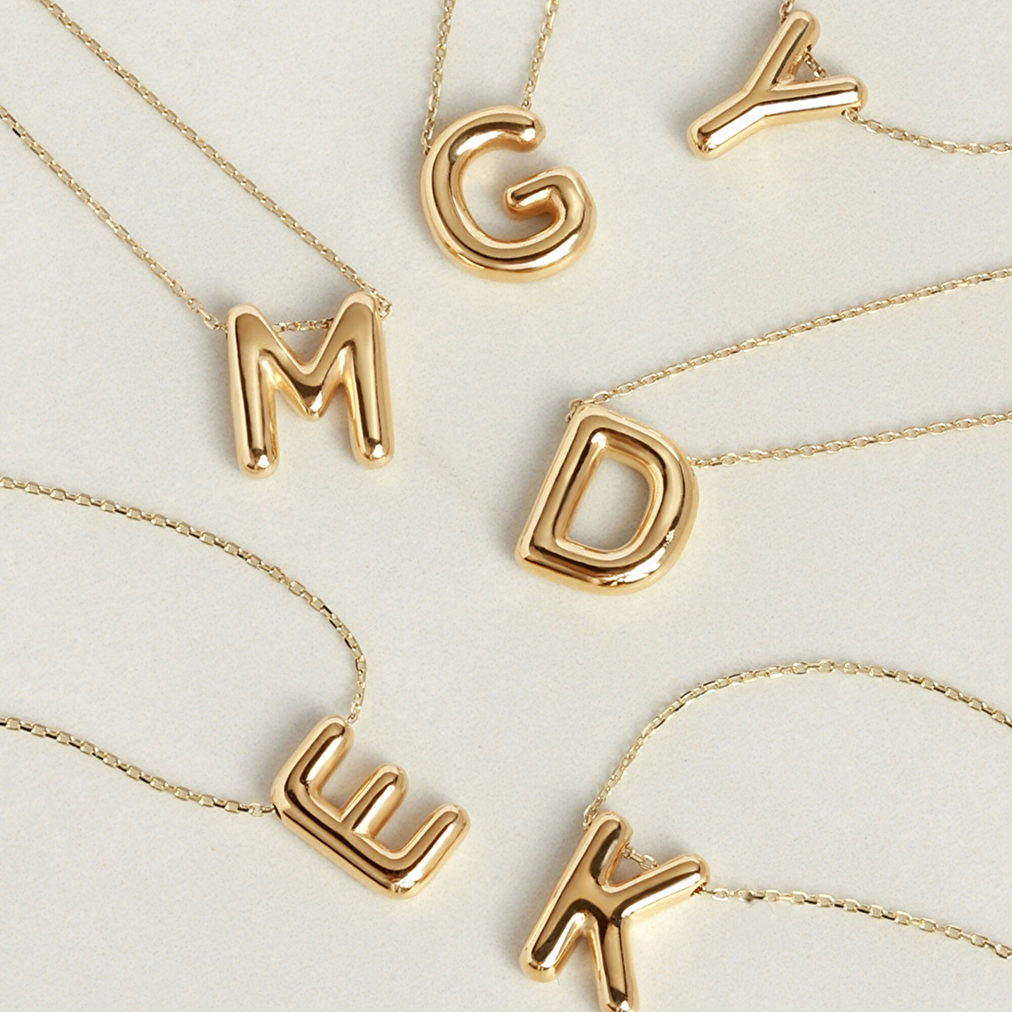 14 Ayar M Harf Bubble Kolye