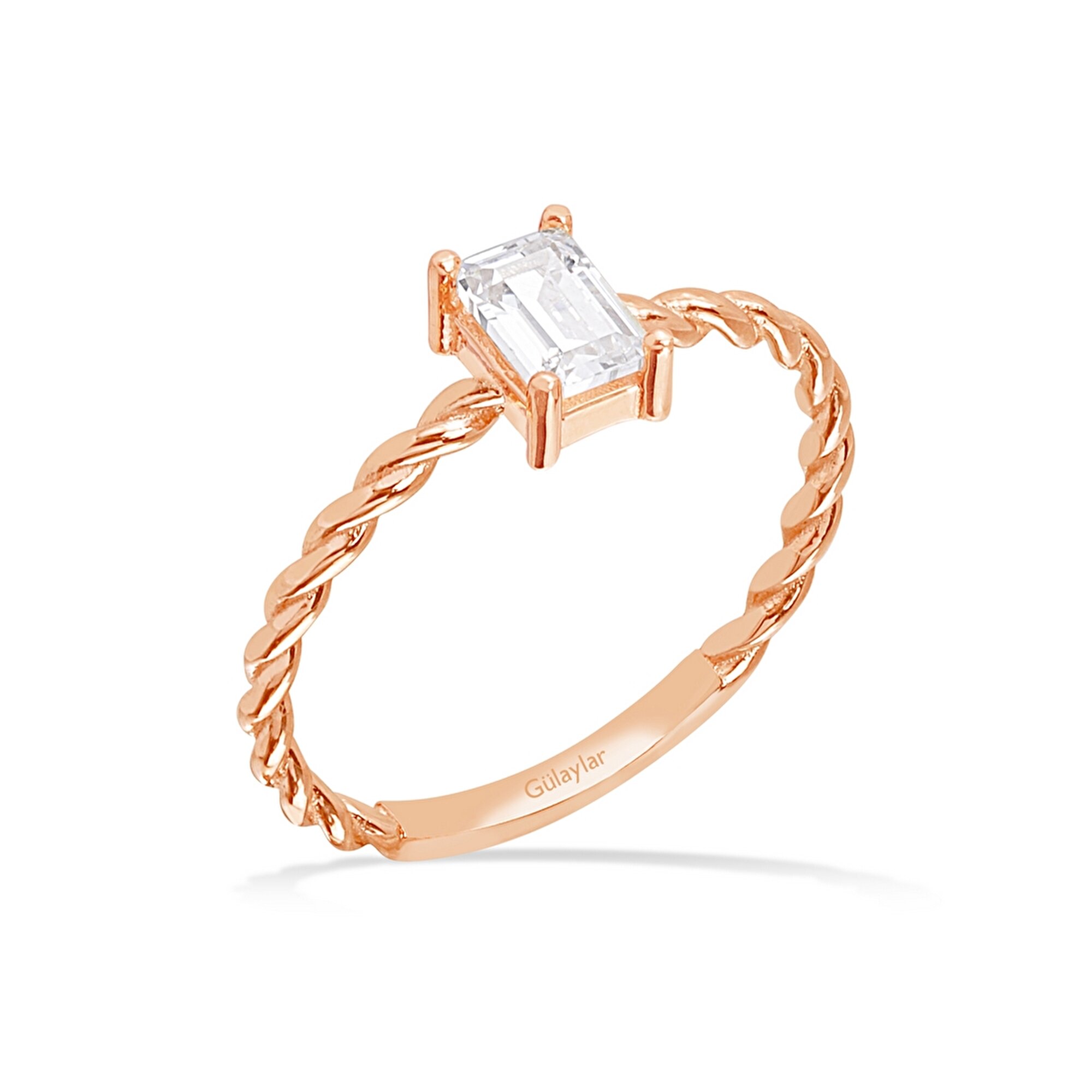 14 Ayar Rose Altın Baget Yüzük