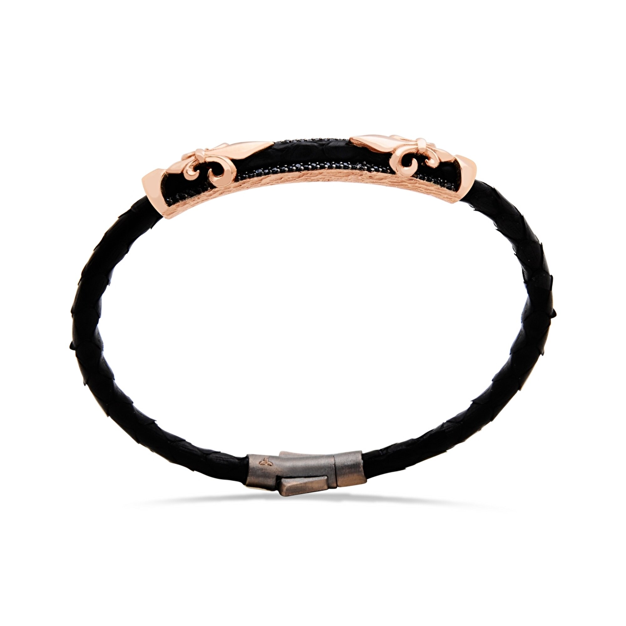 14 Ayar Rose Altın Deri Erkek Bileklik